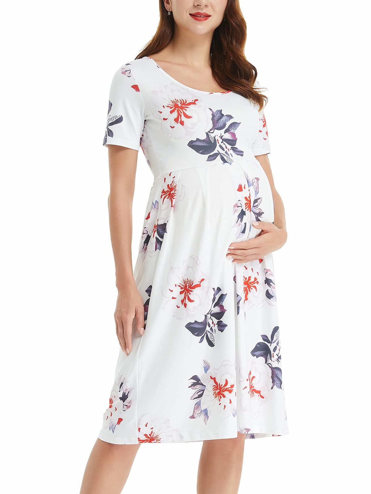 BBHoping Women's Casual Striped Maternity Dress - Short Sleeve Knee-Length Pregnancy Clothes for Baby Shower, Nursing, Summer Outfits & Everyday Wear