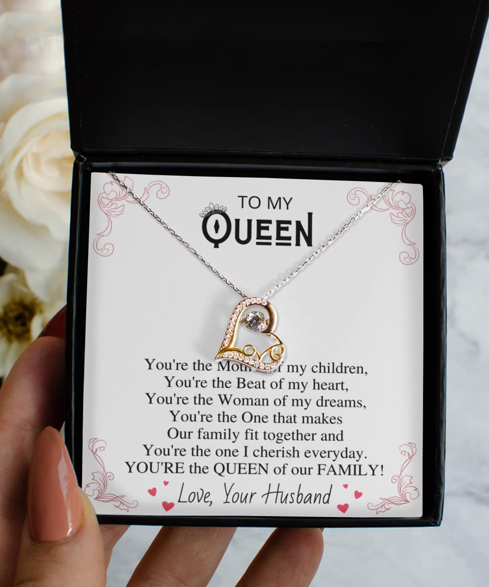 My Queen Necklace Gift for Wife - Elegant Cross, Crown & Heart Pendant - Perfect Valentine's Day, Anniversary & Birthday Jewelry - Ideal for Romantic Gifts, Weddings & Special Occasions