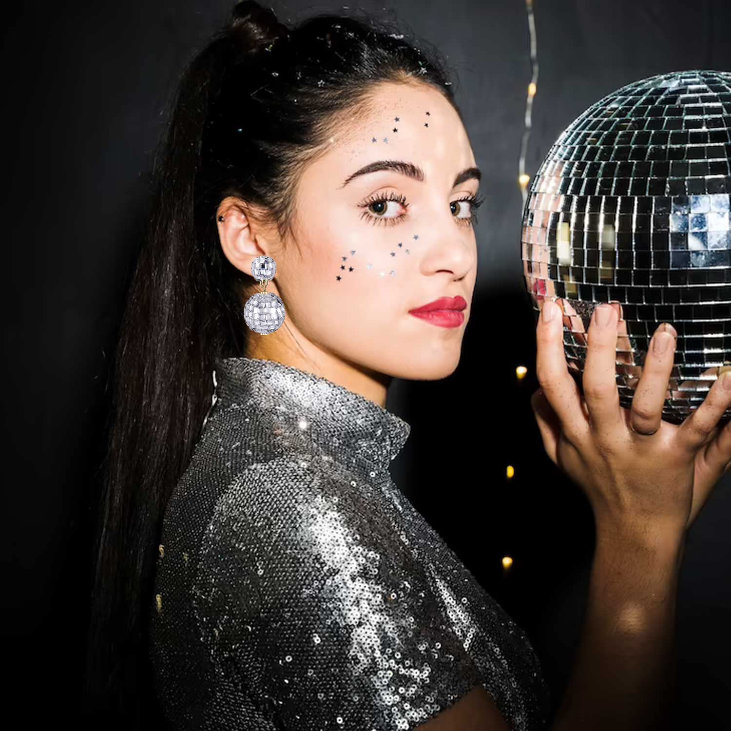 Disco Ball Earrings for Women - Sparkly Mirror Ball Dangle Earrings for Dance Party, Country Music Concert, 60s 70s Outfits, Halloween Costume Accessories - Perfect Gift for Christmas, Birthday, and Festive Occasions - Great for Raves, Club Nights, and Retro Theme Parties