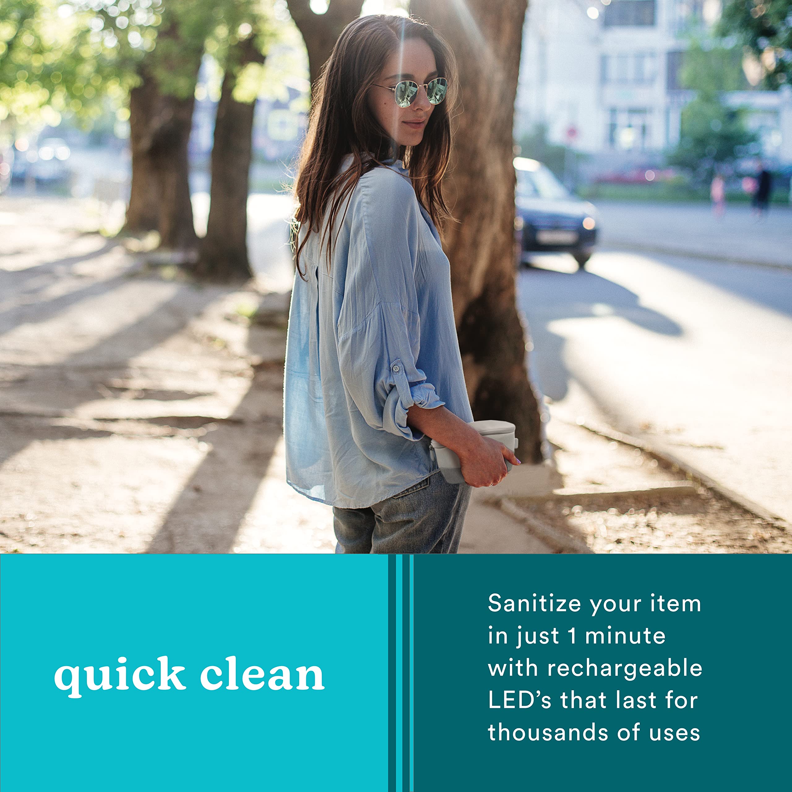HoMedics UV-C Sanitizer Bag - Portable Disinfecting Device for Phones, Keys, Glasses, Watches & Water Bottles | Travel, Office & Home Use | Kills 99.9% Germs with UV-C Light Technology