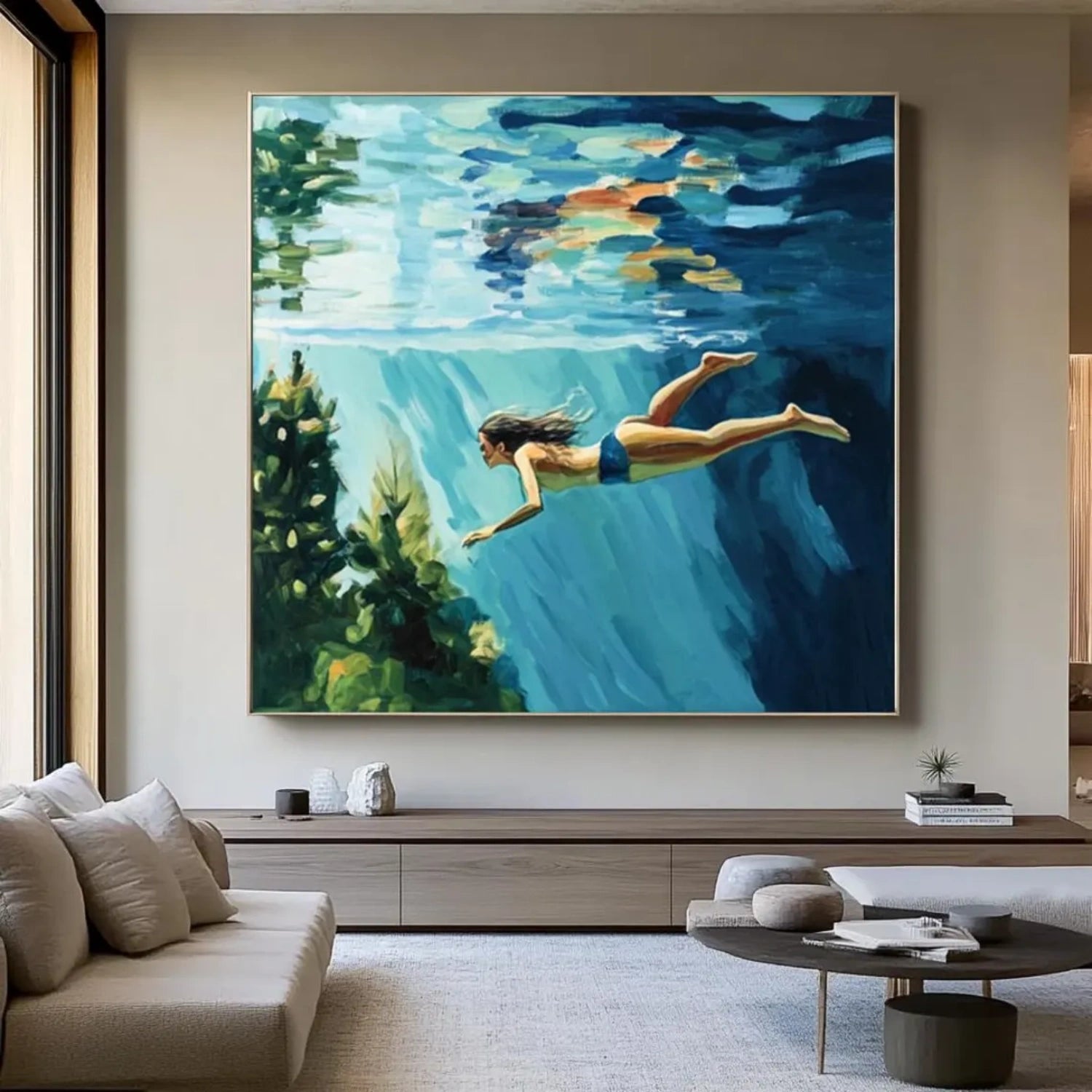 Swimming Sport Canvas Painting #SA011 - High Quality Wall Art Decor for Pool, Beach, and Sports Themed Rooms