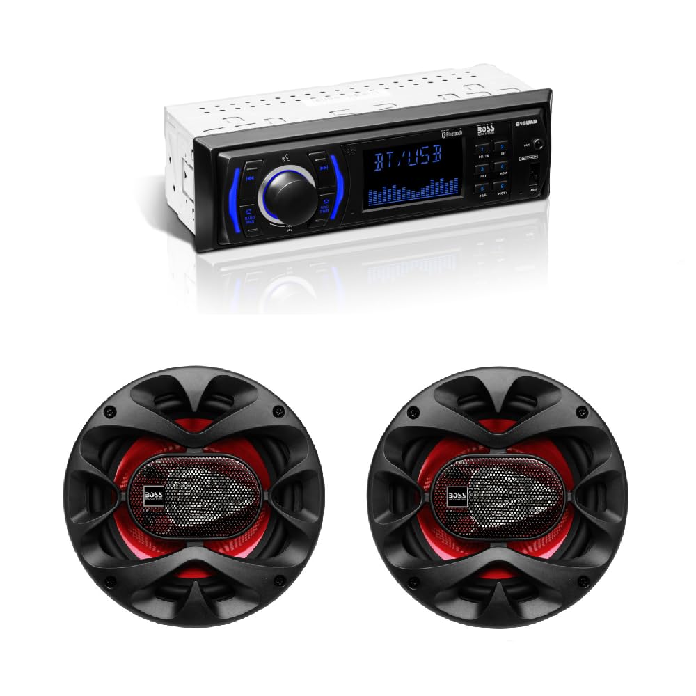 BOSS Audio Systems Bluetooth Car Stereo with Built-in Receiver & 2 High-Performance Car Speakers - Perfect for Road Trips, Commuting & Hands-Free Music Streaming