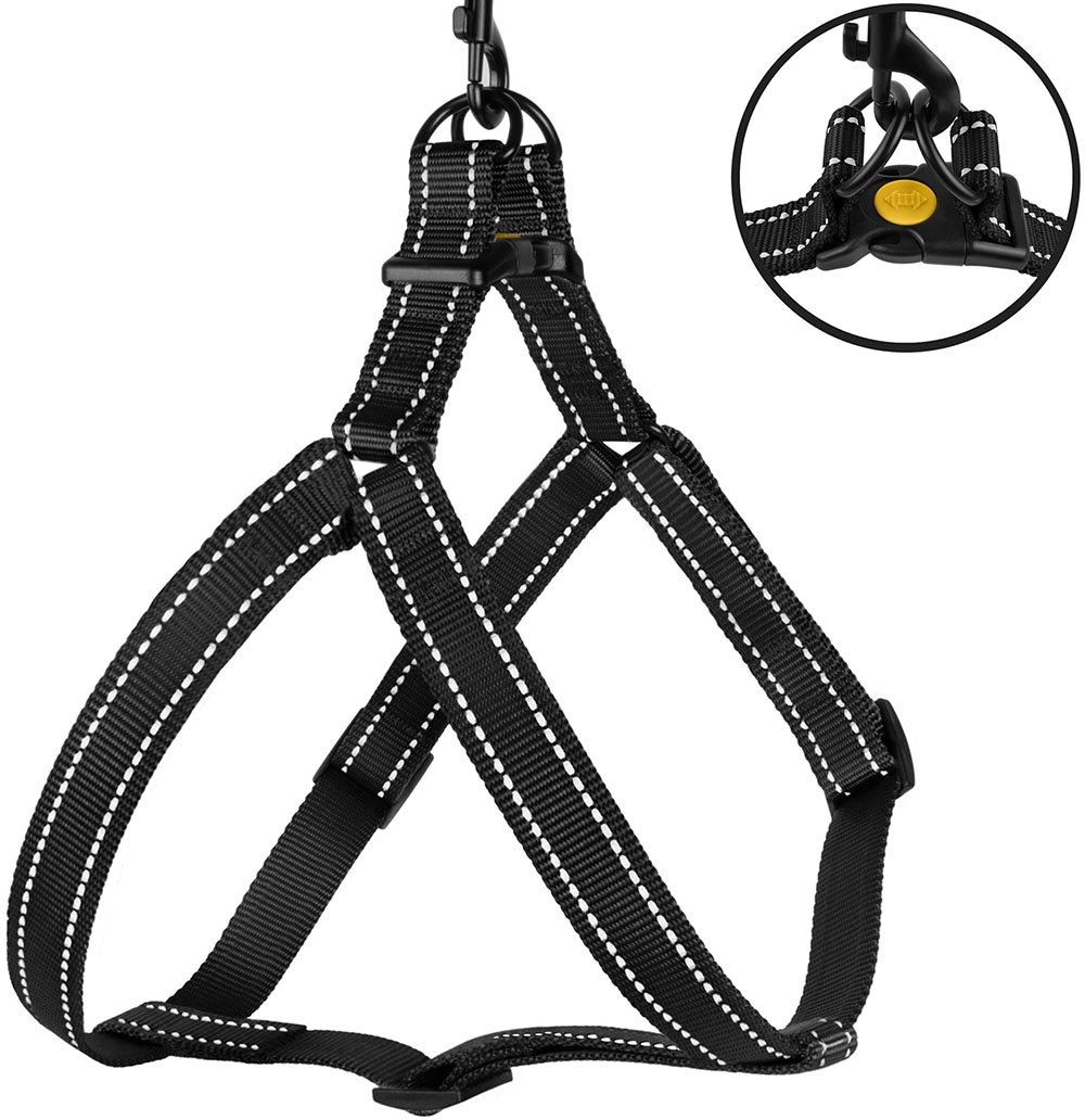 Reflective Step-in Dog Harness for Small, Medium & Large Dogs - Adjustable Comfort for Outdoor Walking - Pink, Black, Red, Purple, Mint Green, Orange & Blue - Perfect for Night Walks, Jogging & Pet Safety (Small, Black)