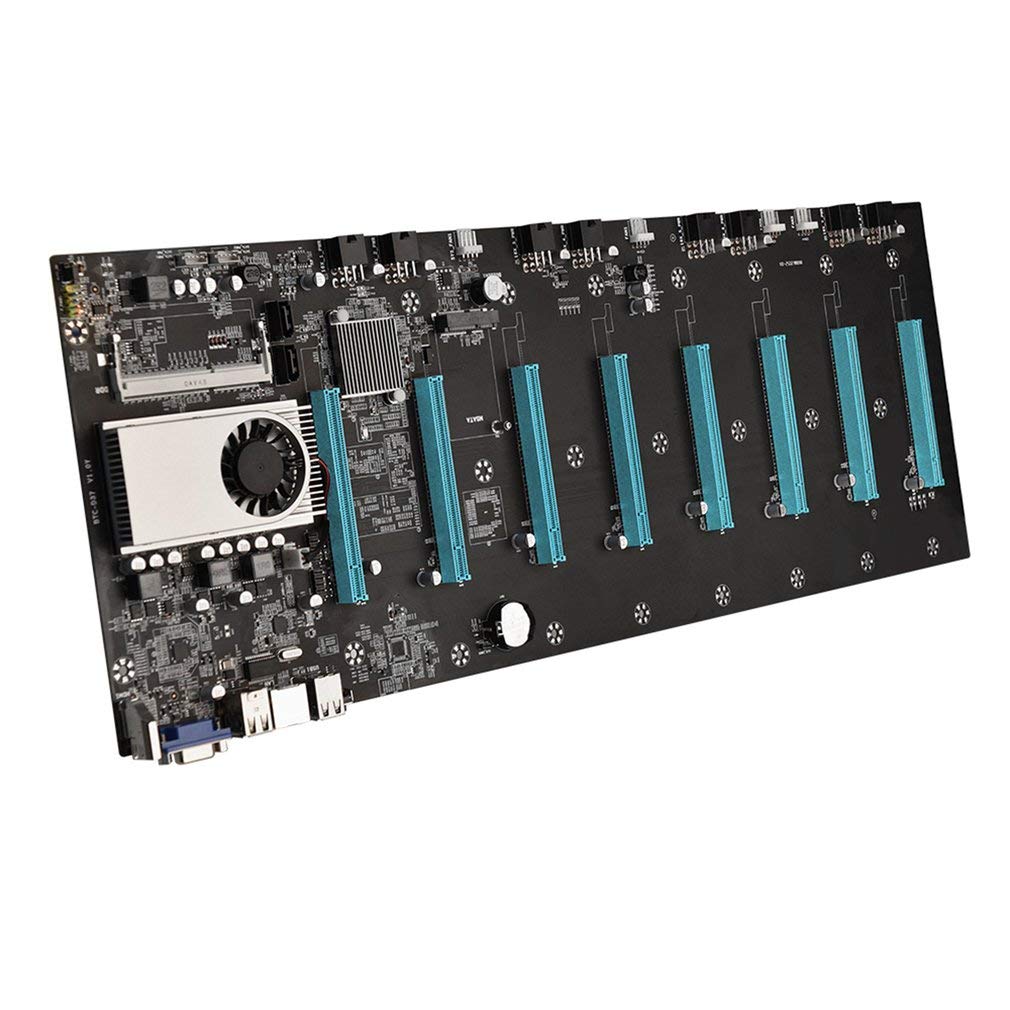 CNmuca BTC S37 Mining Motherboard with CPU Set - 8 GPU Slots, DDR3 Memory, VGA Interface - Black | Ideal for Bitcoin & Crypto Mining Rigs, Ethereum Mining Setup, and High-Performance Mining Farms