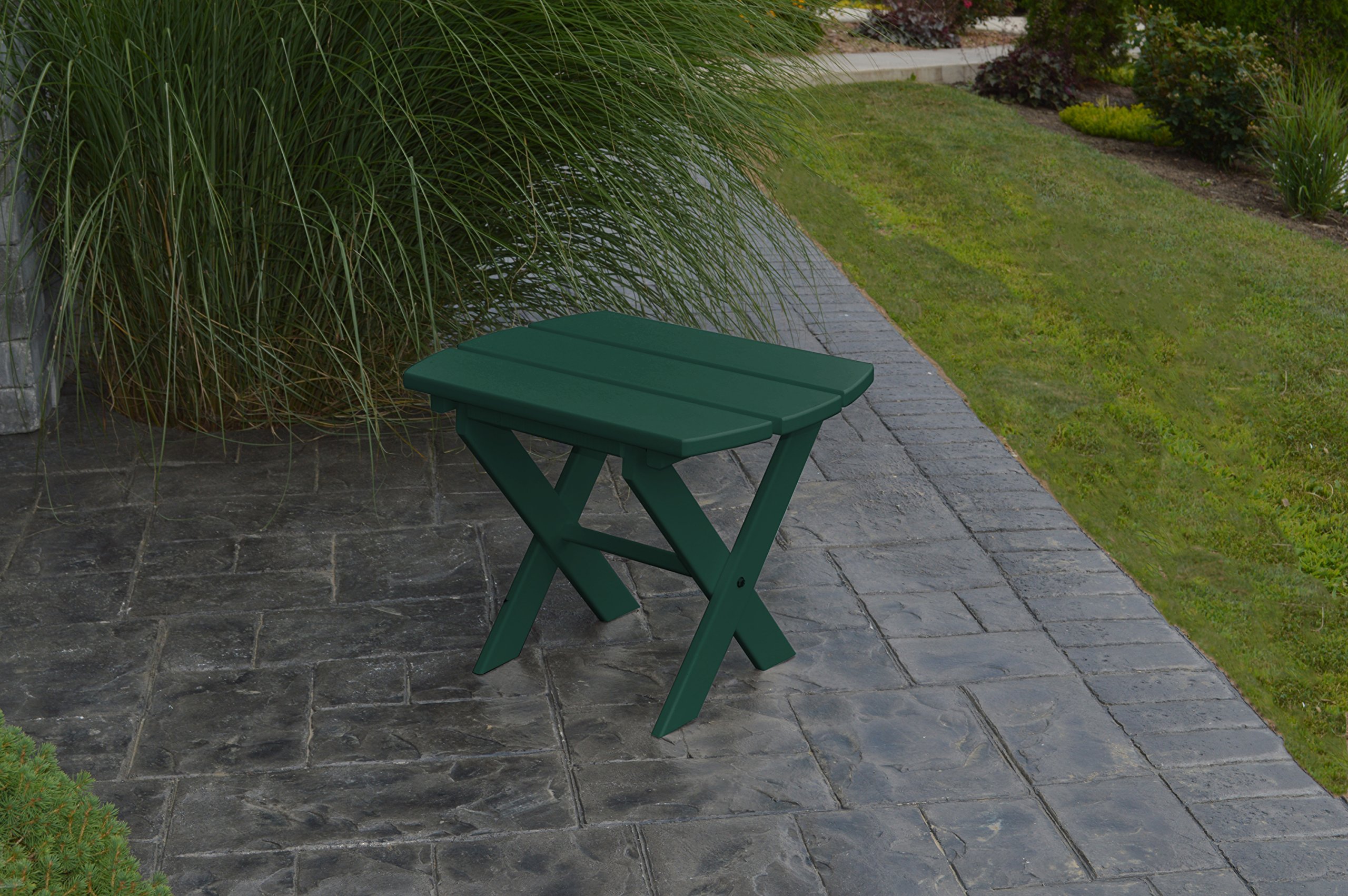 A & L Furniture Poly Folding End Table - Lightweight Portable Side Table for Patio, Camping, RV - Turf Green Outdoor Accent Table
