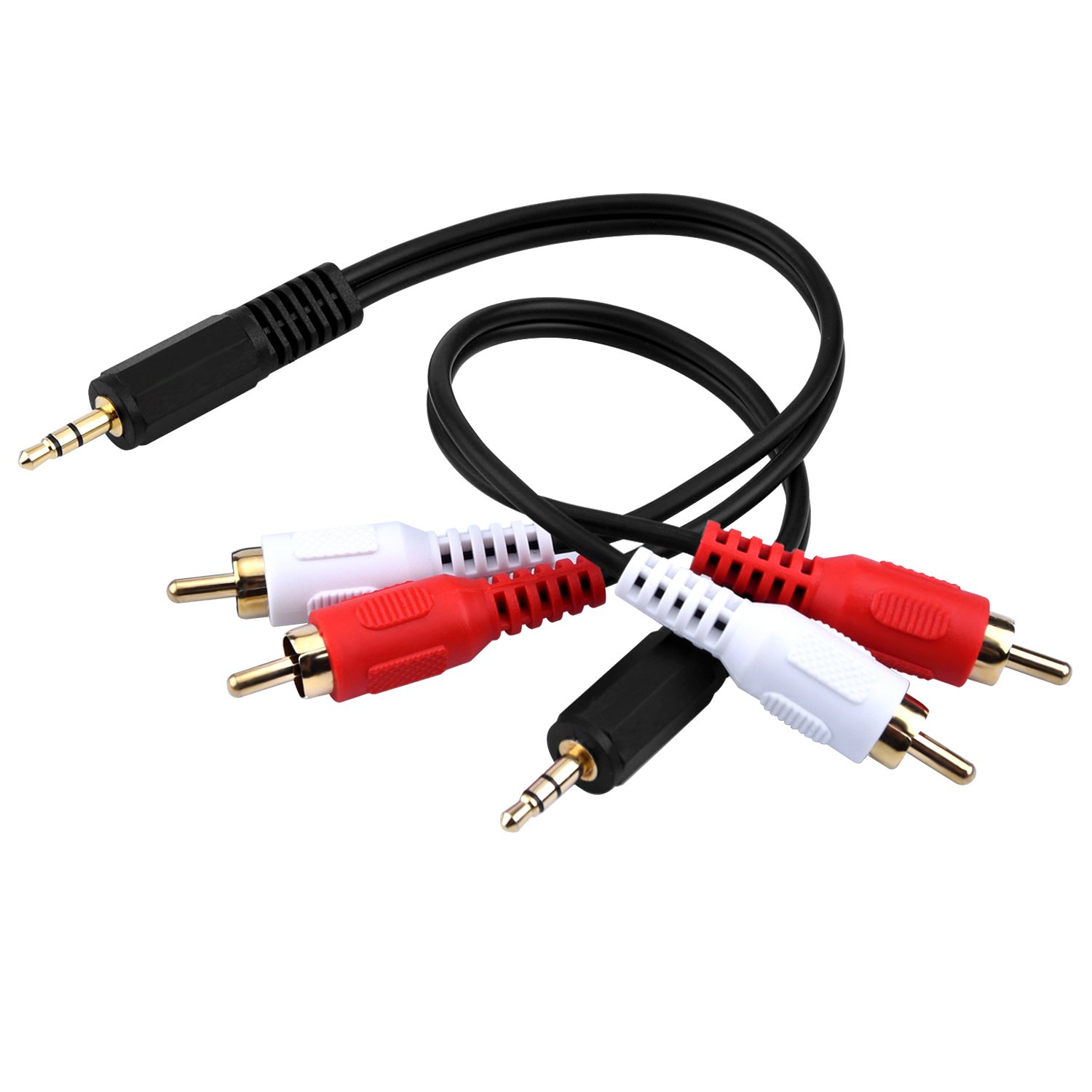 eBoot 3.5mm Male to 2 RCA Male Stereo Audio Y Cable Adapter - 6 Inch (2 Pack) for Home Theater, Car Audio & Speaker Systems | High-Quality Aux to RCA Connector