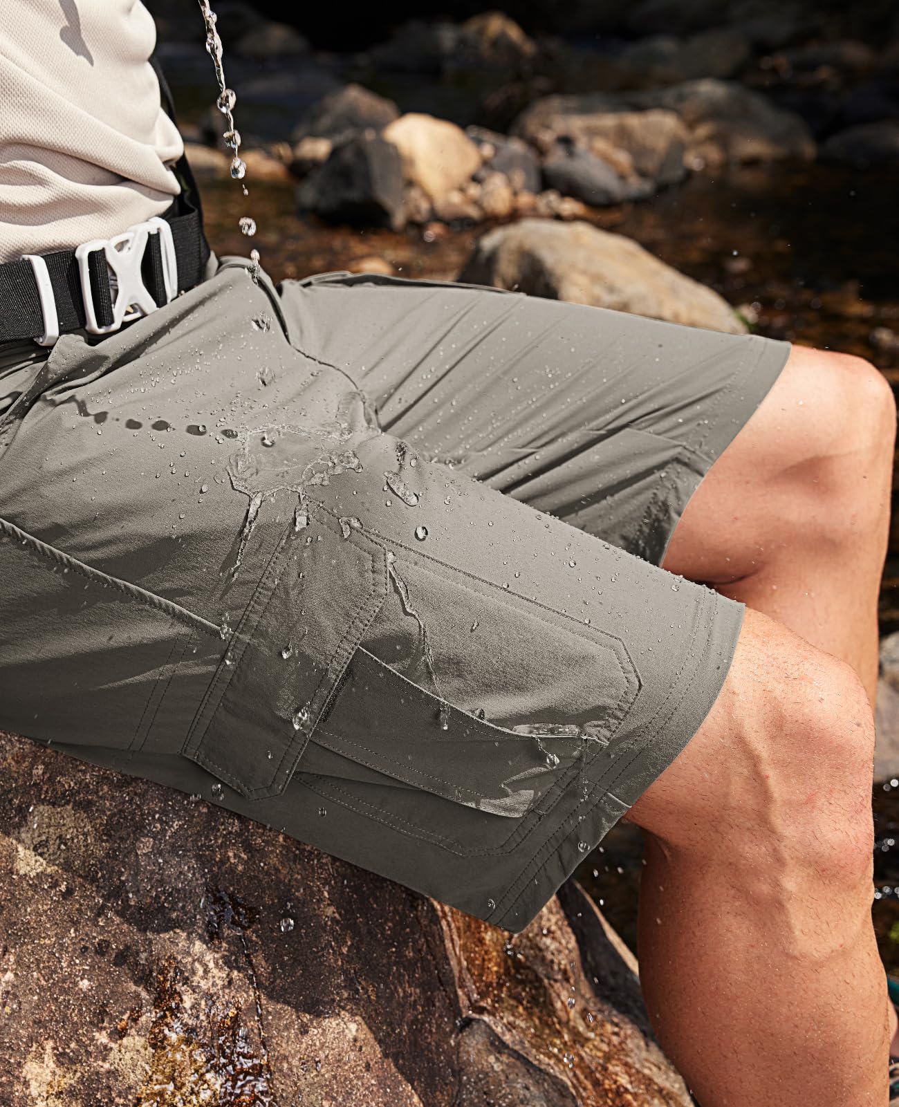 **Moosehill Men's Quick Dry Hiking Cargo Shorts - 7-Pocket Tactical Work Shorts, Waterproof & No Belt Needed - Perfect for Outdoor Adventures, Camping & Casual Wear**