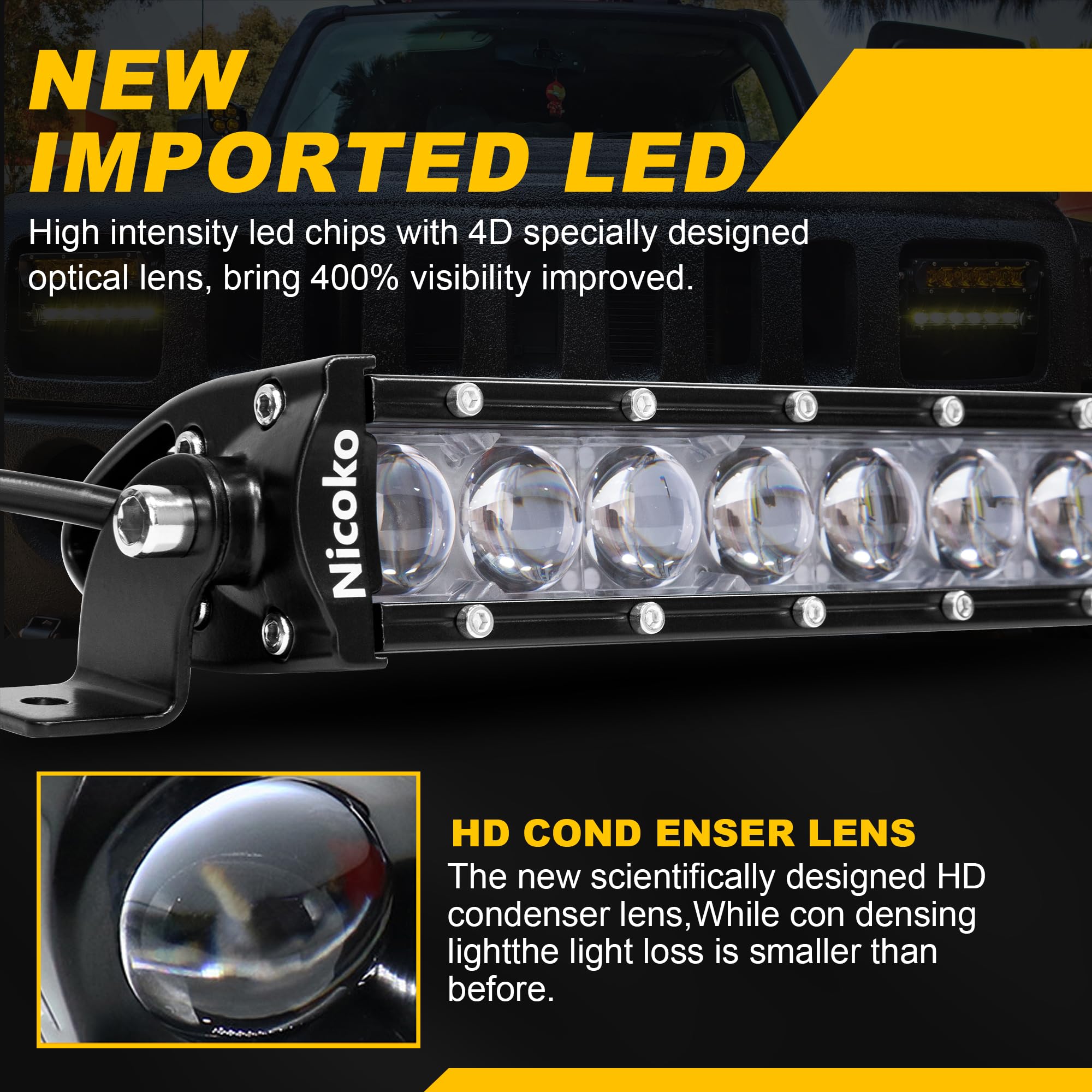 Ultra-Thin 20-Inch 100W LED Light Bar with Bluetooth App & Remote Control - Color Changing Spot Driving Light for Off-Road Trucks, ATV, UTV, SUV & Cars | Perfect for Night Driving, Camping & Outdoor Adventures