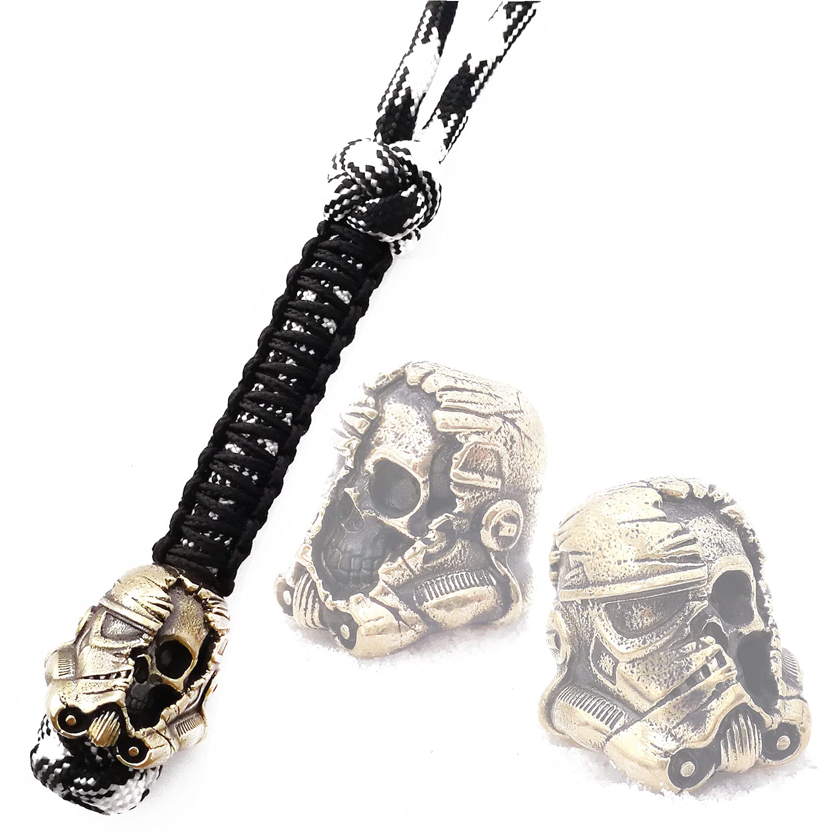 Premium Paracord Knife Lanyard with Hand-Cast Metal Beads - Tactical EDC Keychain Accessory for Outdoor Survival, Camping & Everyday Carry (1Pcs/Lot)