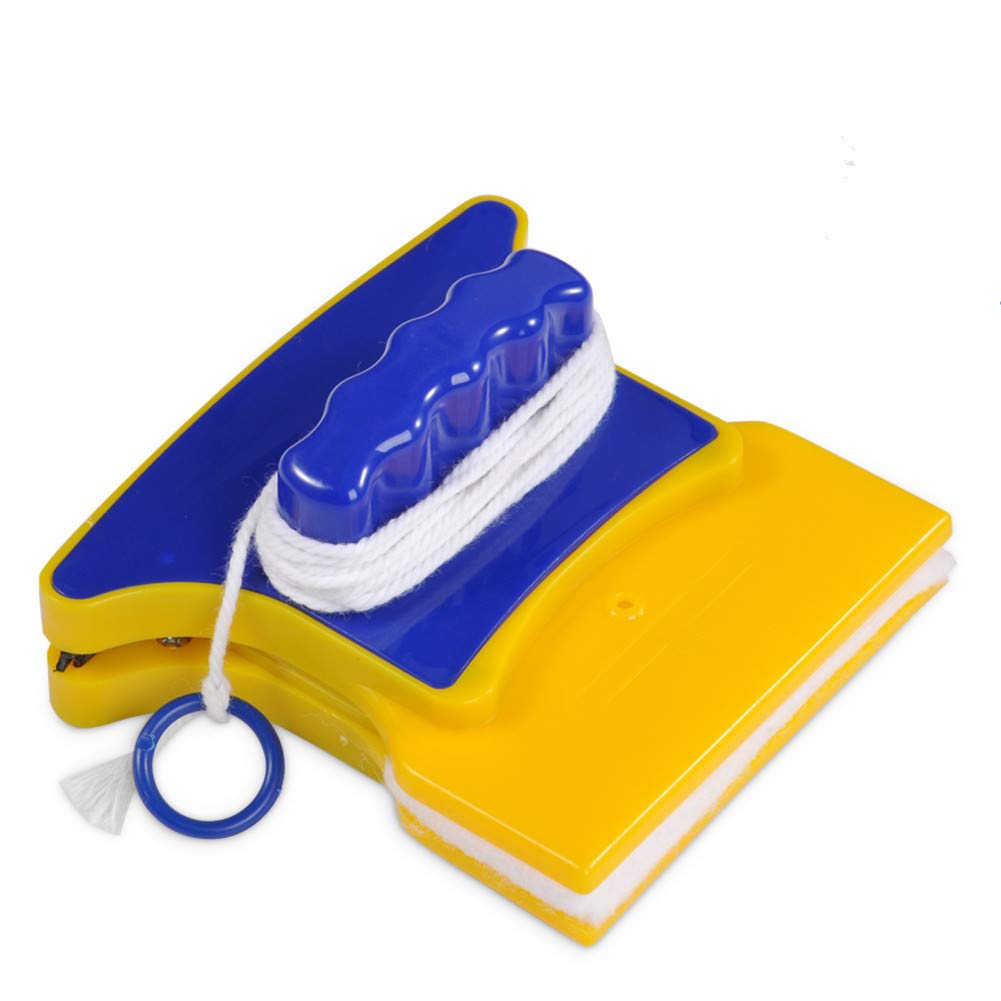 Double-Sided Magnetic Window Cleaner - Square Glass Cleaning Tool with 2 Extra Microfiber Pads for High-Rise Buildings & Hard-to-Reach Windows