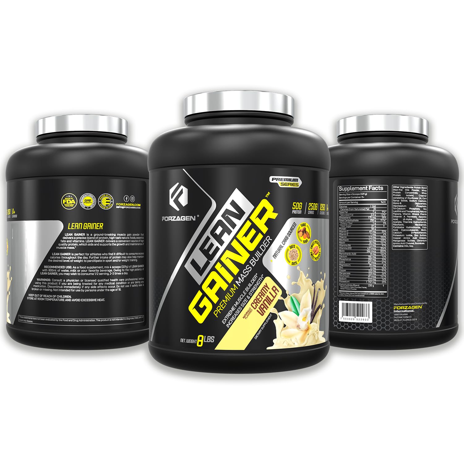 Forzagen Lean Gainer Premium Mass Builder Protein Powder - High Calorie Weight Gain & Muscle Building Supplement for Men & Women | Vanilla Flavor, 8 lbs (11 Servings) | Perfect for Post-Workout Recovery & Bulking Season Nutrition