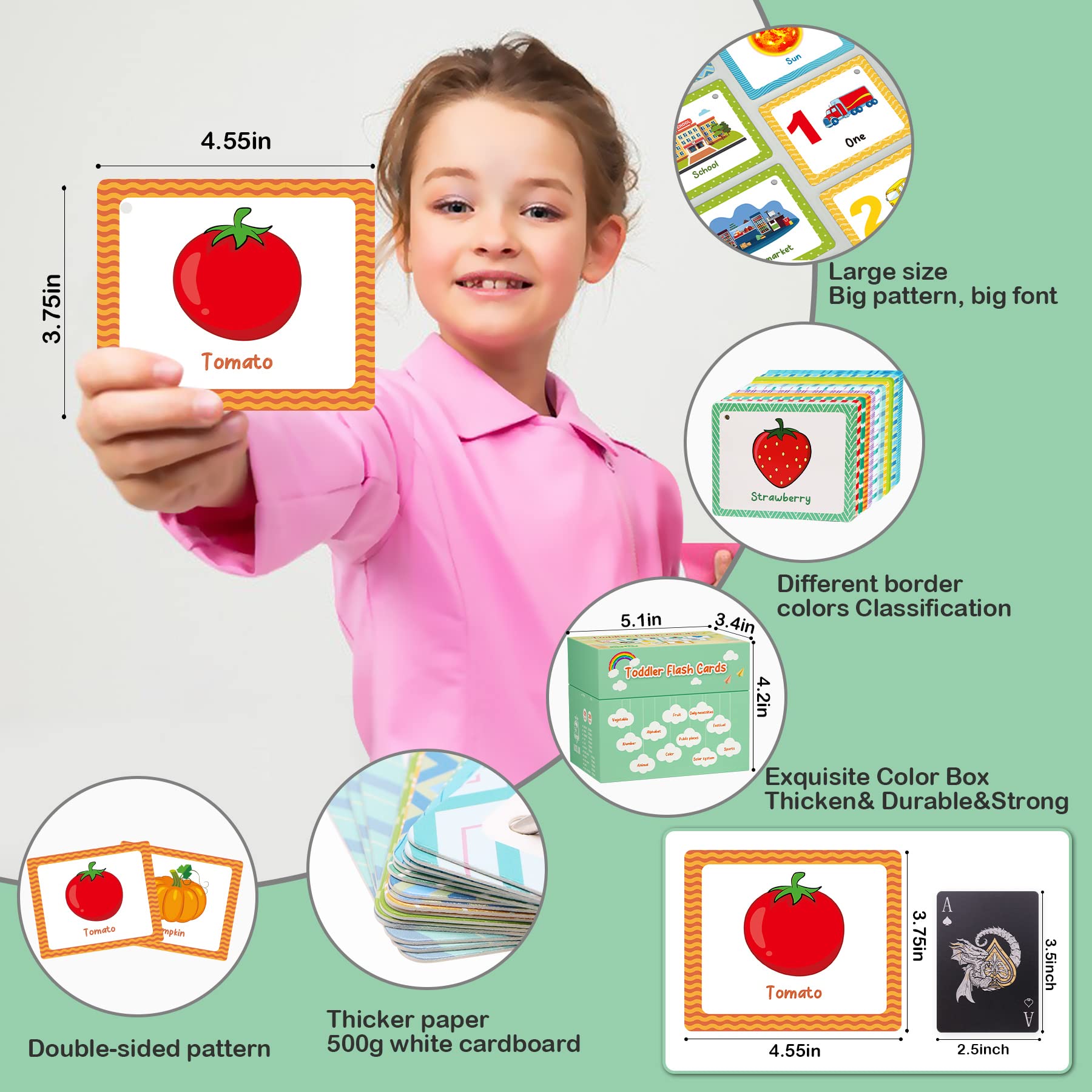 ABC Alphabet Flash Cards for Toddlers 2-6 Years - 105 Educational Cards with 269 Pictures of Animals, Fruits, Vegetables, Numbers & Shapes - Perfect for Preschool Learning, Homeschooling & Early Childhood Development