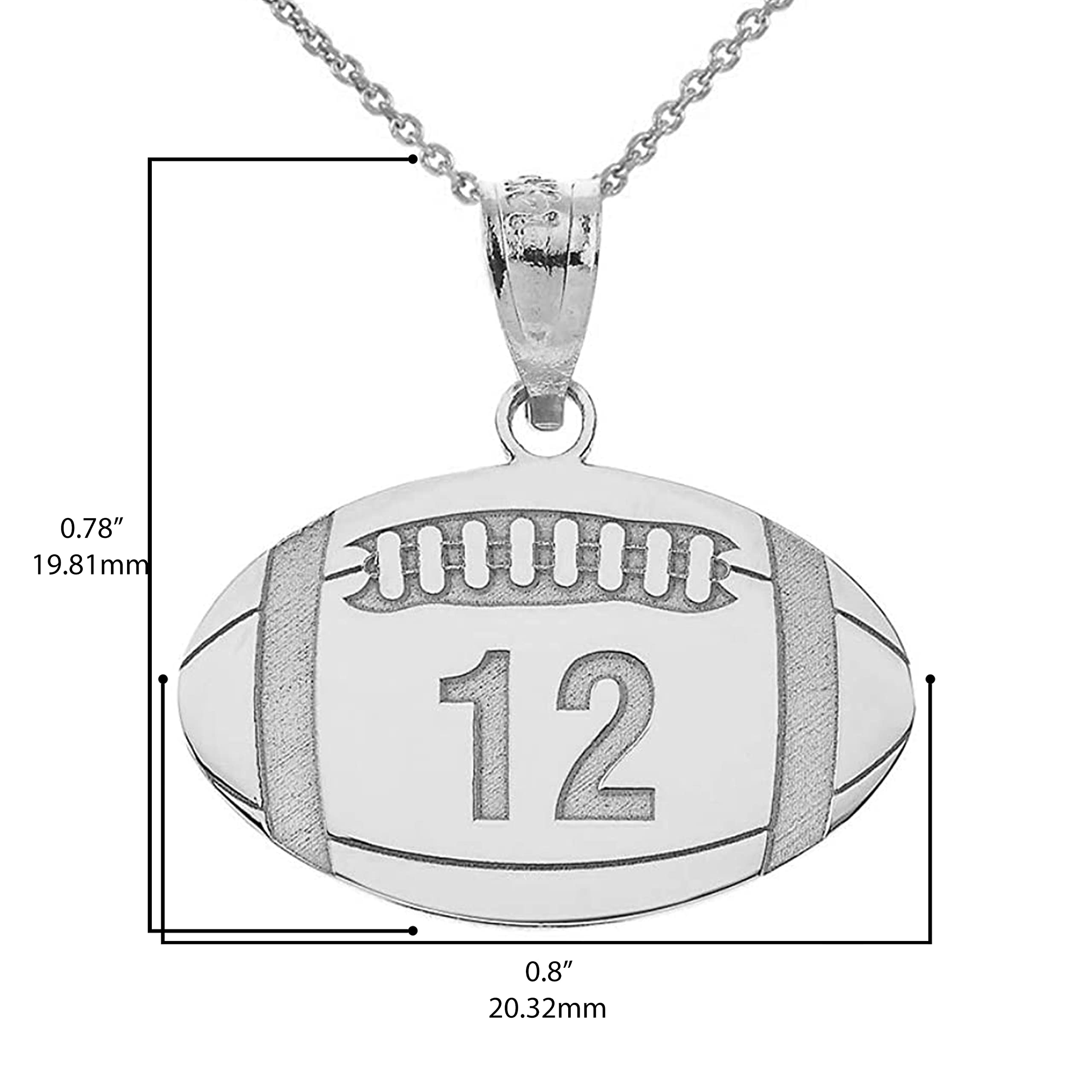 Custom 14k White Gold Football Name & Number Necklace - Personalized Sports Jewelry for Athletes, Fans & Gifts - Perfect for Games, Birthdays & Special Occasions