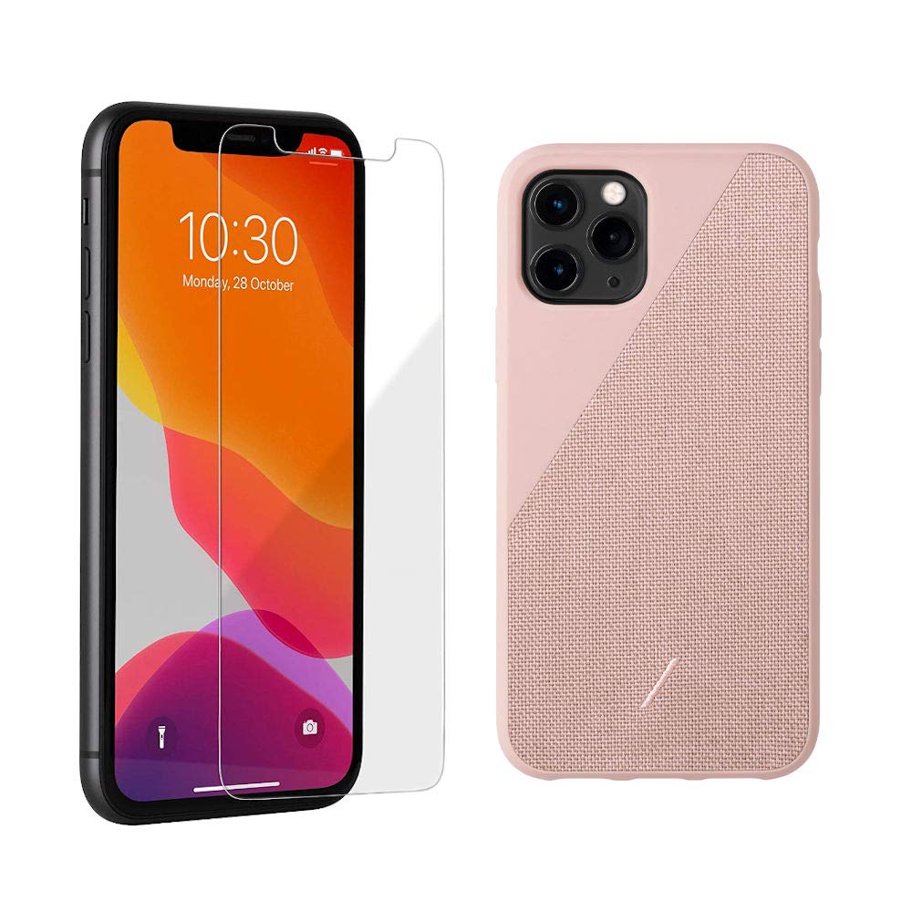 Native Union Bundle: Shield Screen Protector & Clic Canvas Case for iPhone 11 Pro/iPhone XS/iPhone X - Rose Gold | Perfect for Everyday Protection & Style