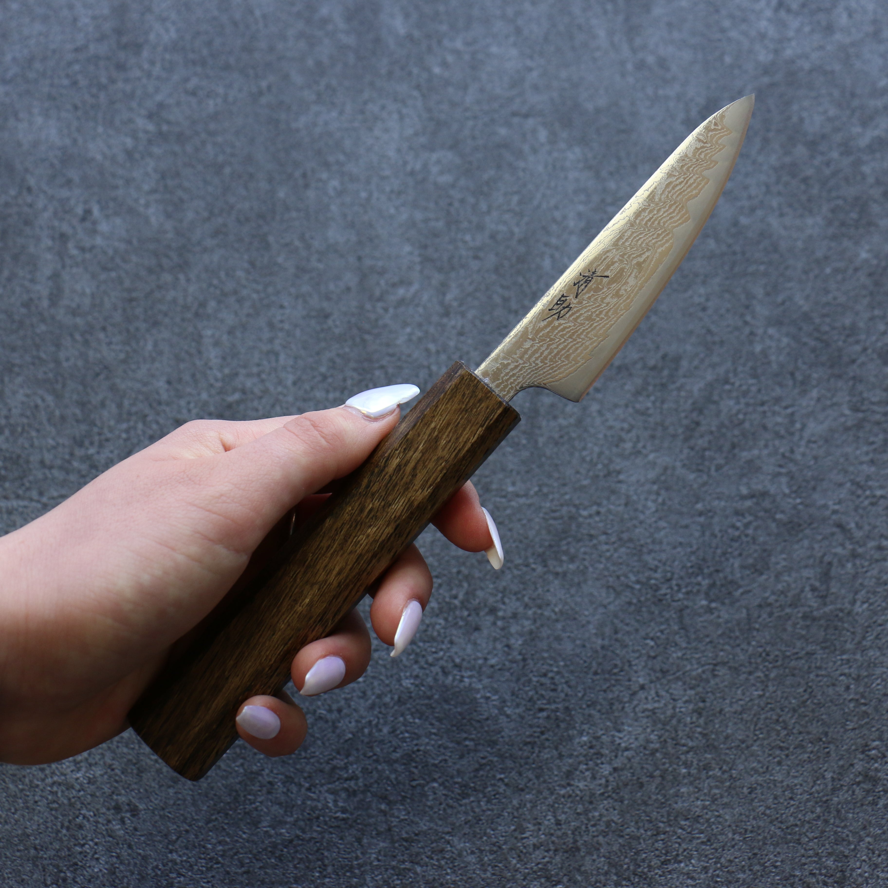 Premium Seisuke Nami AUS10 Damascus Petty Knife 80mm - Japanese Mirrored Finish Utility Knife with Oak Handle - Perfect for Slicing, Peeling & Precision Kitchen Tasks