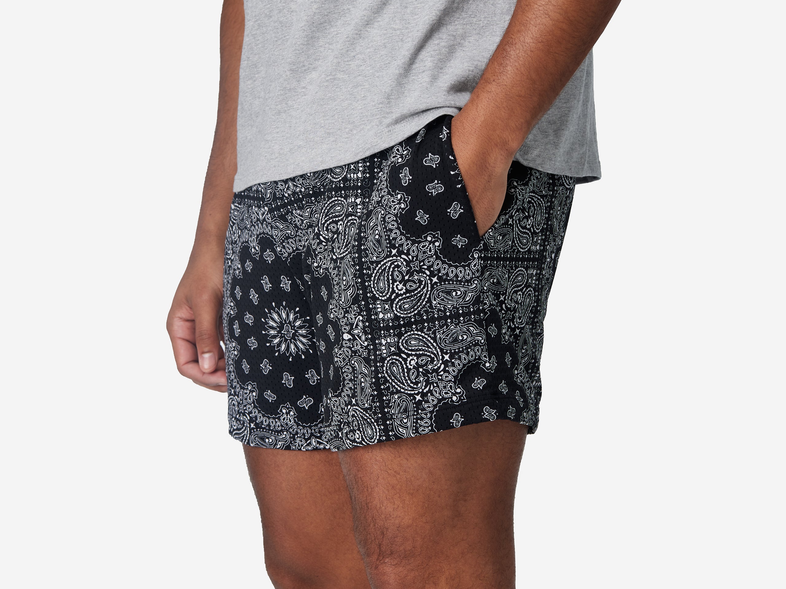 4 Pocket Lounge Shorts for Men - Comfortable Casual Bandana Print Shorts with Side Pockets | Perfect for Summer, Beach, Lounging & Outdoor Activities