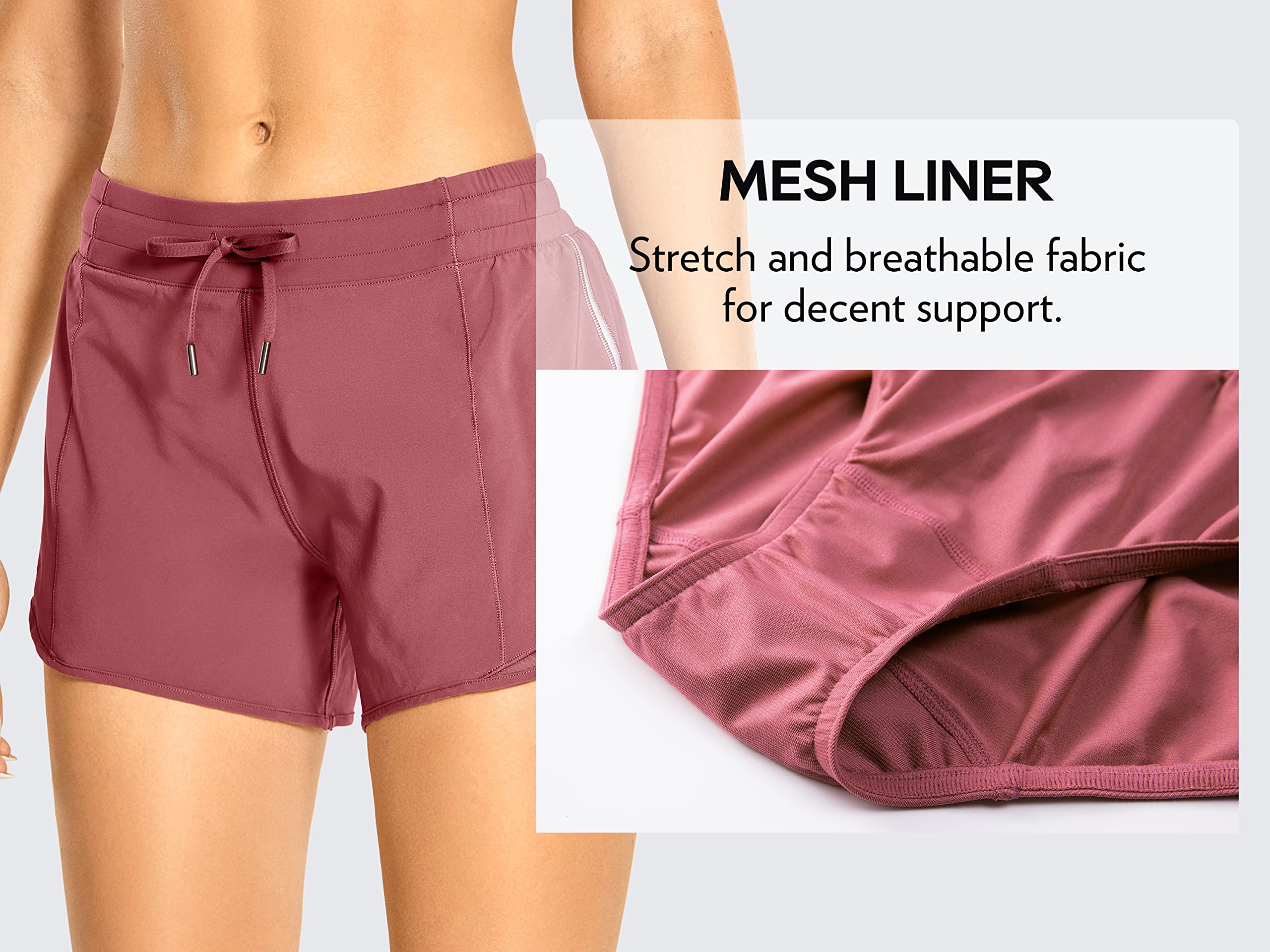CRZ YOGA Women's Running Shorts with Zip Pocket - 4