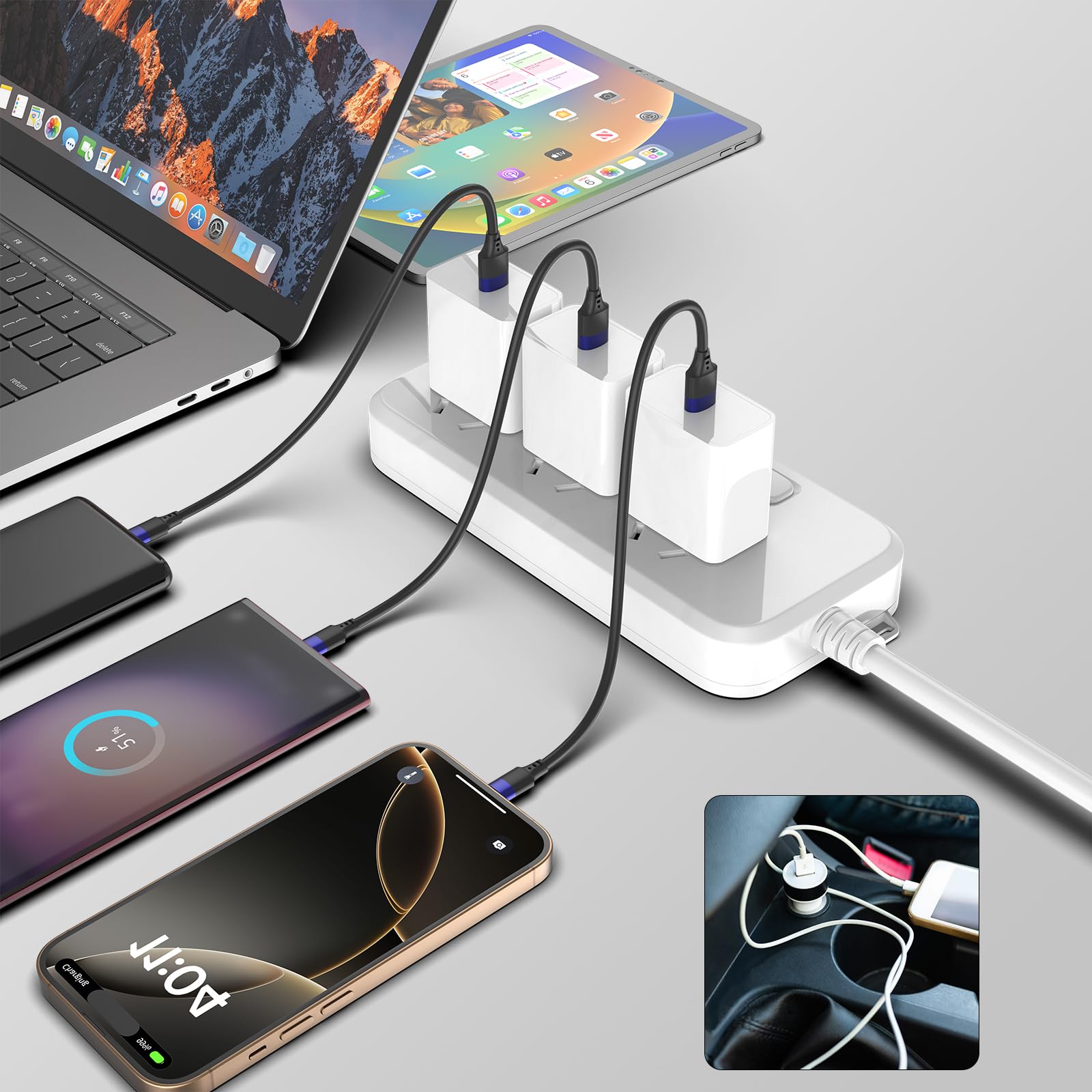 10 Pack 1ft Short USB C to USB A Charger Cables - Fast Charging & Sync for iPhone 15, Samsung Galaxy S24/S23/S20/S10/S9, Note 20/10/9 - Perfect for Charging Stations, Travel & Home Use