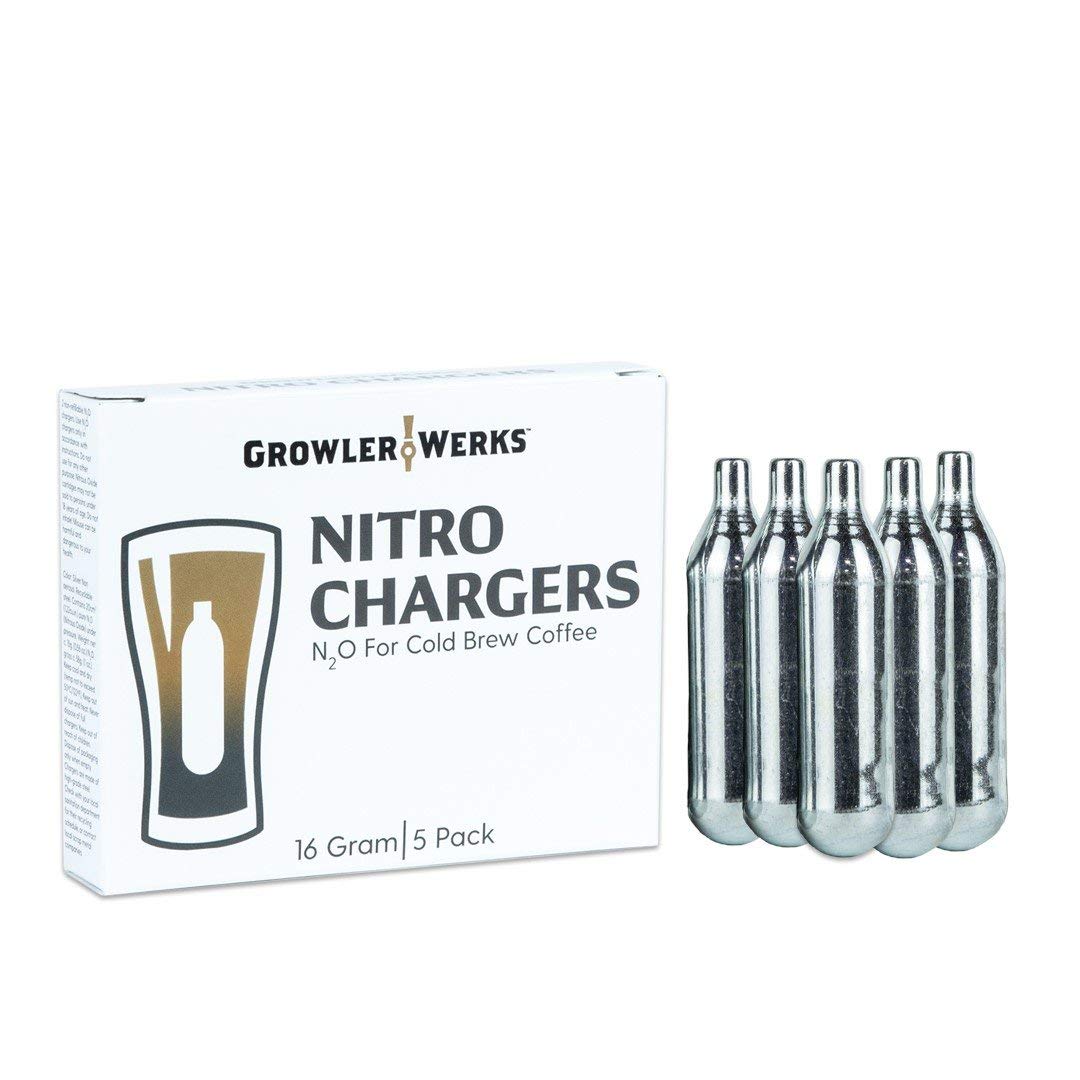 GrowlerWerks 16g Nitro Chargers (5-Pack) - Silver for Beer Kegs