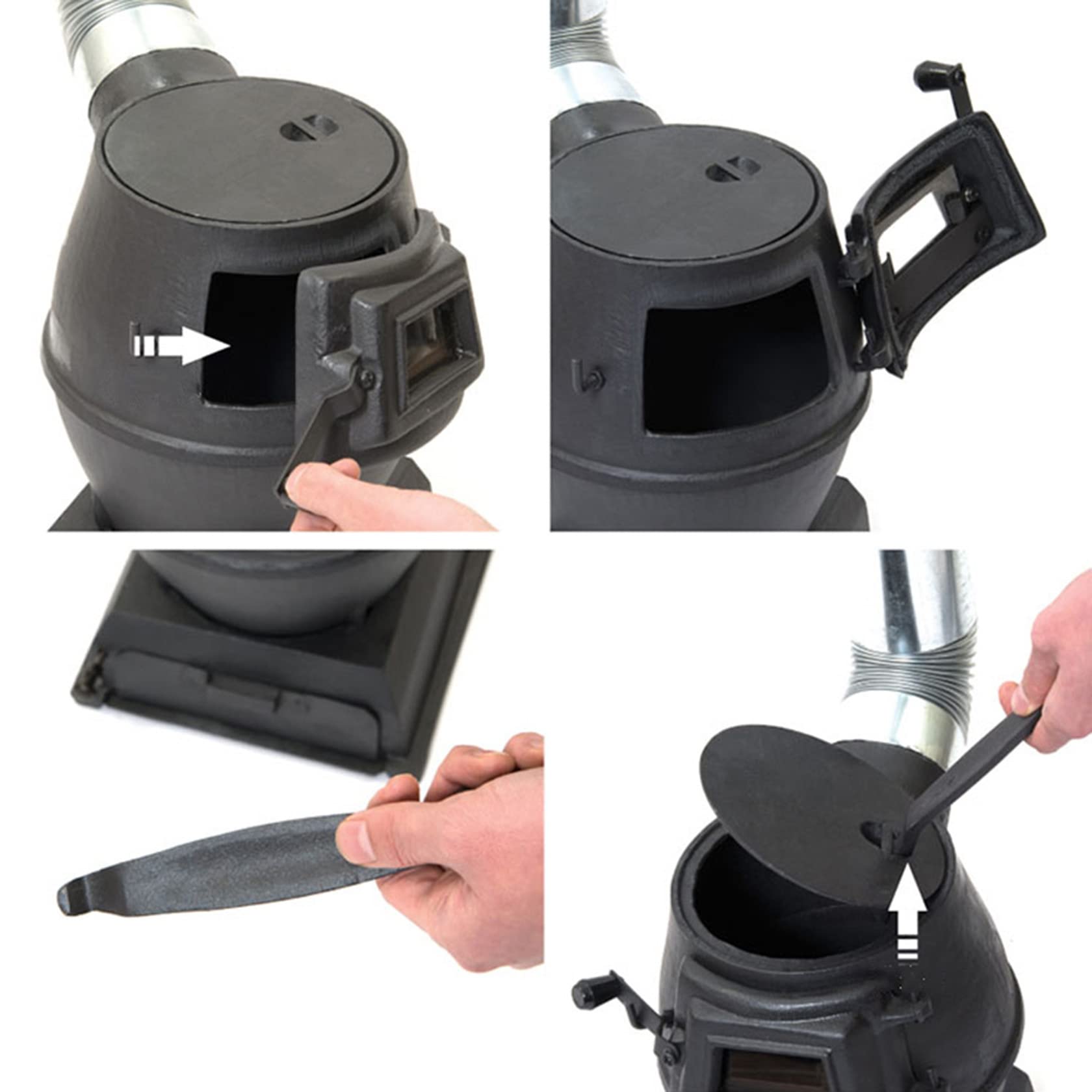Efficient Wood-Burning Cast Iron Heating Stove with View Window - Smokeless Cooker for Indoor & Outdoor Use | Perfect for Tents, Cabins, Villas, Emergency Shelters, Daily Cooking & Winter Heating