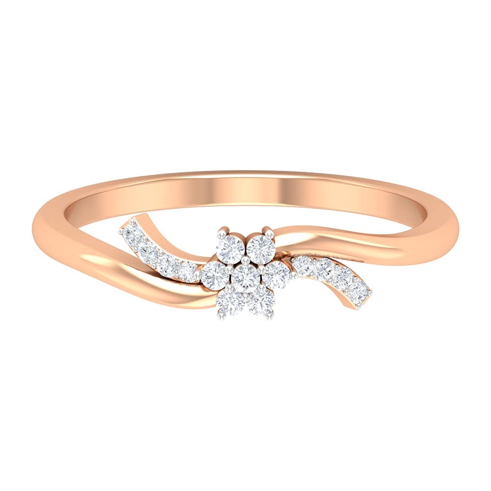 Rosec Jewels 14K Solid Gold Wedding Ring with HI-SI Diamond - Elegant Floral Engagement Ring for Women, Diamond Accented Band for Brides, Anniversary & Special Occasion Jewelry Gift