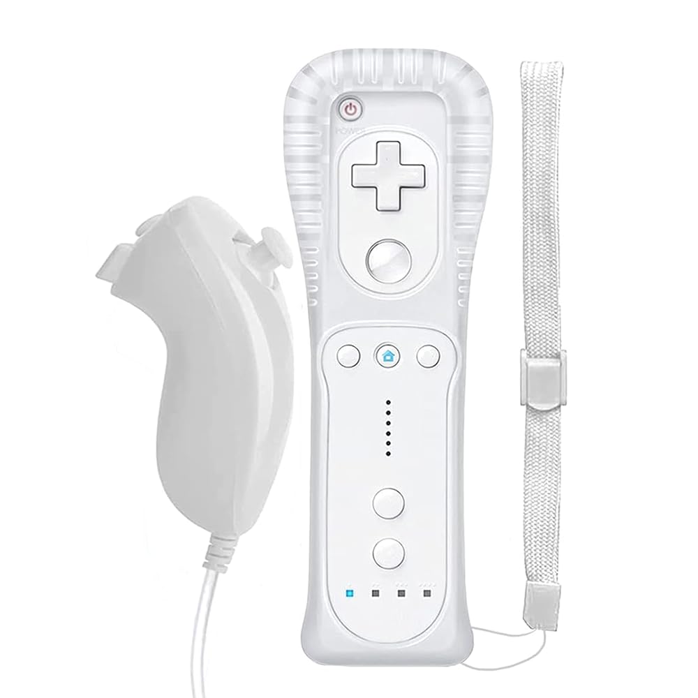 Donop Wii Remote with Nunchuck Controller - Wireless Motion Sensor Gamepad for Nintendo Wii & Wii U (White) | Perfect for Mario Kart, Wii Sports & Family Gaming Parties