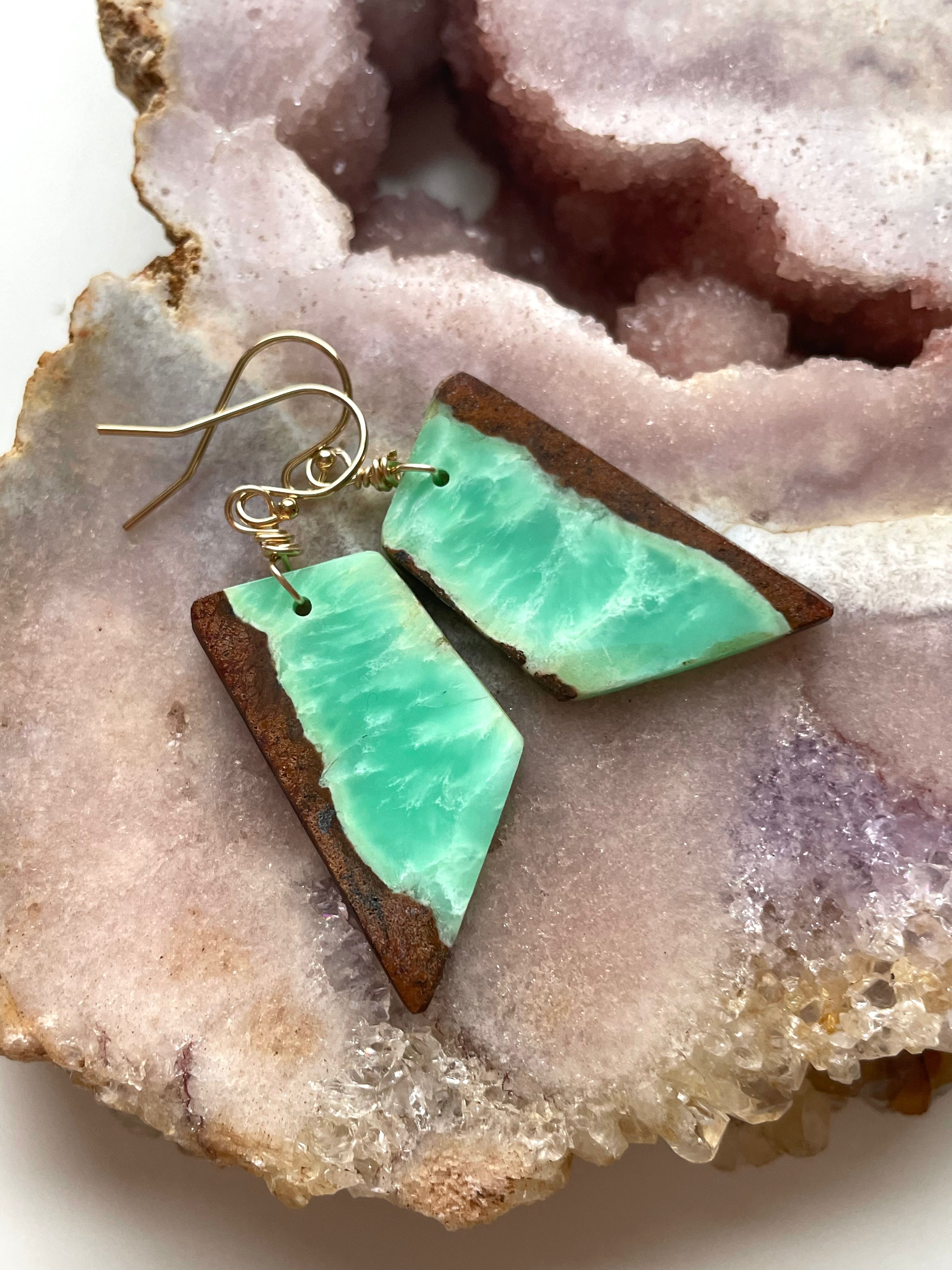 Chrysoprase Statement Earrings - 14K Gold Filled Dangle Earrings for Women | Elegant Jewelry Gift for Birthday, Anniversary & Special Occasions