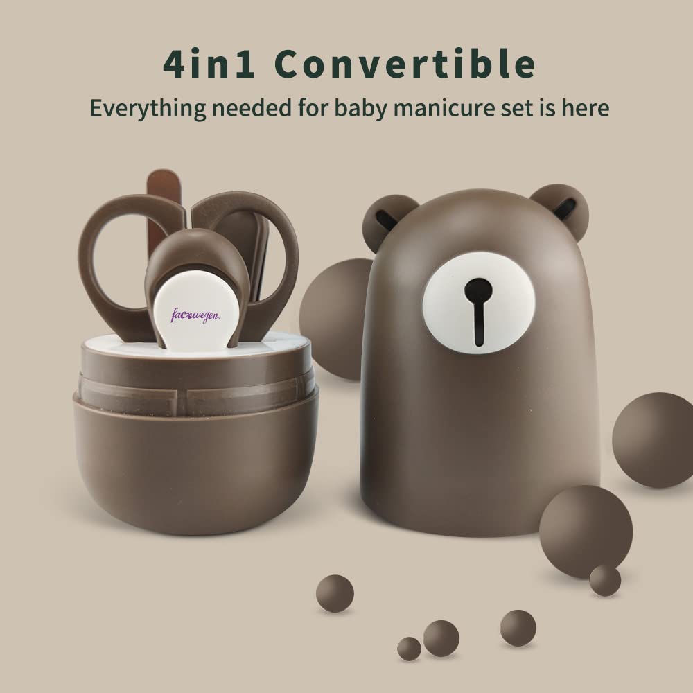 Premium Baby Nail Clippers Set with Cute Case - Safe Infant Manicure & Pedicure Kit for Newborns, Toddlers | Essential Baby Grooming Care & Perfect Baby Shower Gift (Bronze Bear Design) | Ideal for New Parents & Home Baby Care Routine