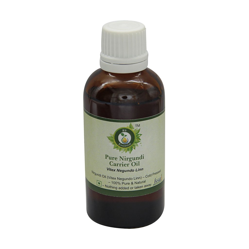 R V Essential Pure Nirgundi Carrier Oil 50ml - Vitex Negundo Linn | Natural Ayurvedic Massage Oil for Pain Relief & Skin Care | Perfect for Aromatherapy, Relaxation & Holistic Wellness