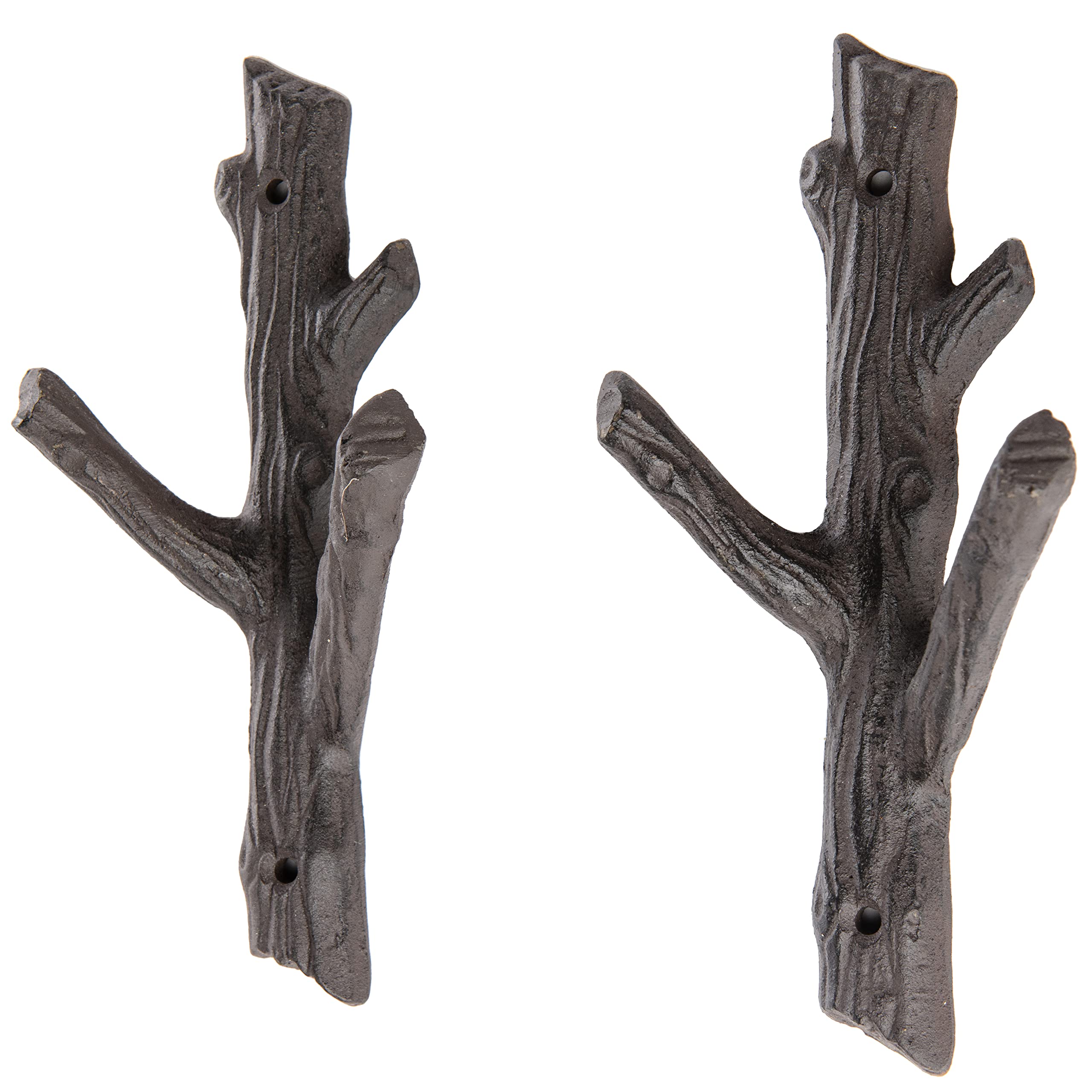 Giftcraft Set of 2 Tree Branch Wall Hooks - Heavy Duty Cast Iron Coat Rack for Towels, Jackets & Hats - Rustic Nature-Inspired Home Decor for Entryway, Bathroom & Bedroom Organization