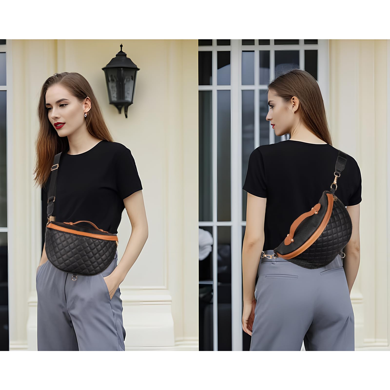 Beaulyn Vegan Leather Crossbody Bags for Women - Small Shoulder Handbag with Multi Pocket & Adjustable Strap - Checkered Fanny Pack Sling Bag for Girls & Ladies | Perfect for Travel, Shopping & Everyday Use