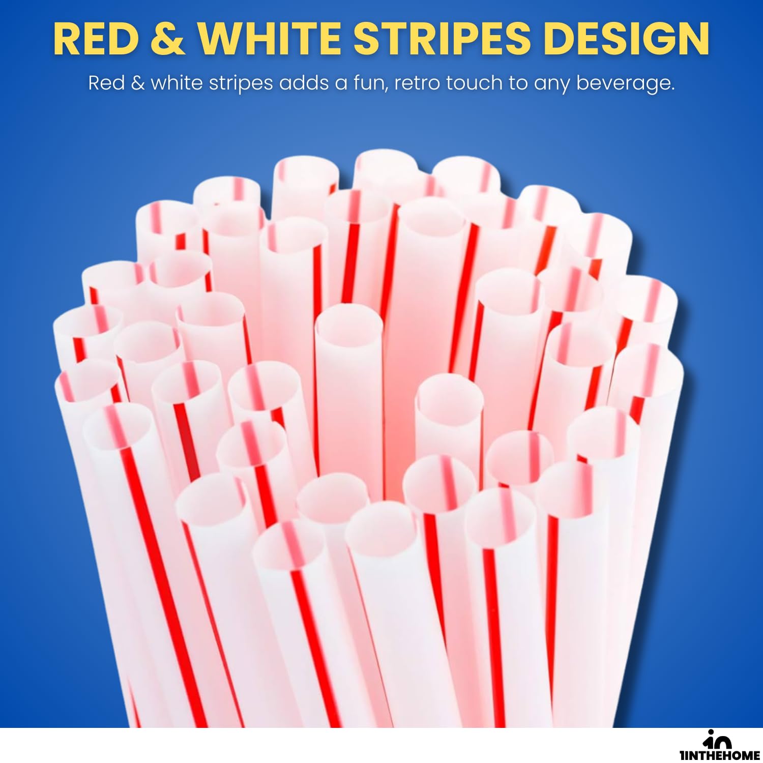 Eco-Friendly Disposable Plastic Straws - 500 Pack Red & White Striped for Parties, Drinks & Smoothies