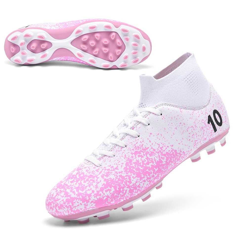 Breathable Women's & Men's High Top AG Soccer Cleats - Lightweight Futsal Shoes for Training & Outdoor Football Games | Perfect for Turf, Artificial Grass & Indoor Courts