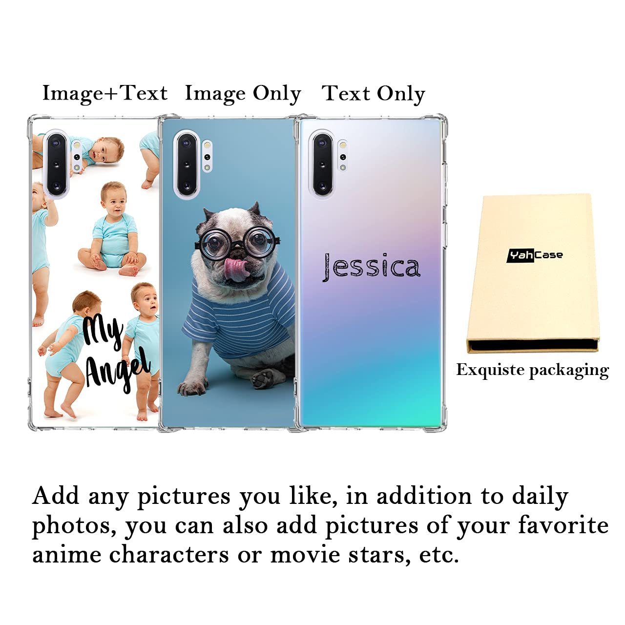 Custom Personalized Photo Text Name Samsung Galaxy Note 10 Plus Phone Case - Anti-Scratch Shock-Resistant Hard Protective Clear TPU Cover - Perfect for Gifts, Travel & Everyday Protection