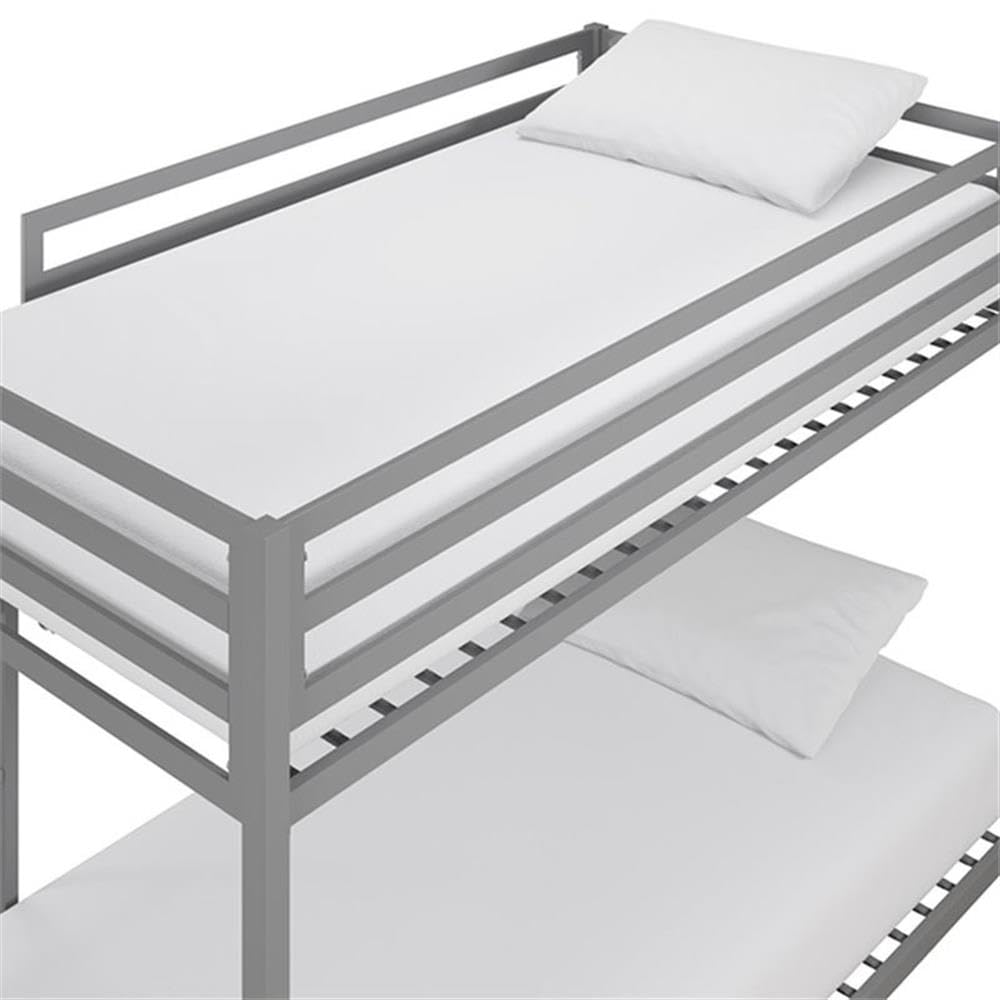 Rosebery Kids Twin Over Twin Metal Bunk Bed - Silver Finish | Space-Saving Bed for Siblings & Sleepovers | Perfect for Small Bedrooms & Shared Kids Rooms