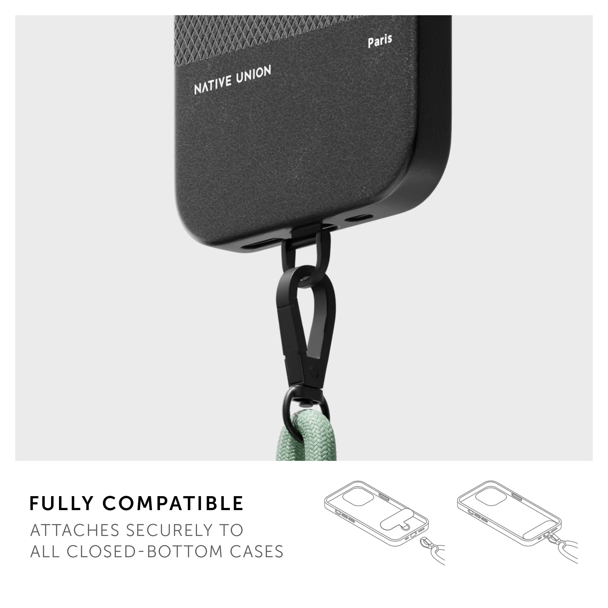 Native Union Universal Wrist Sling – Adjustable & Detachable Phone Strap – Eco-Friendly 100% rPET Recycled Polyester – Compatible with iPhone, Samsung & All Smartphones (Sage Green) – Perfect for Hiking, Travel & Everyday Phone Security