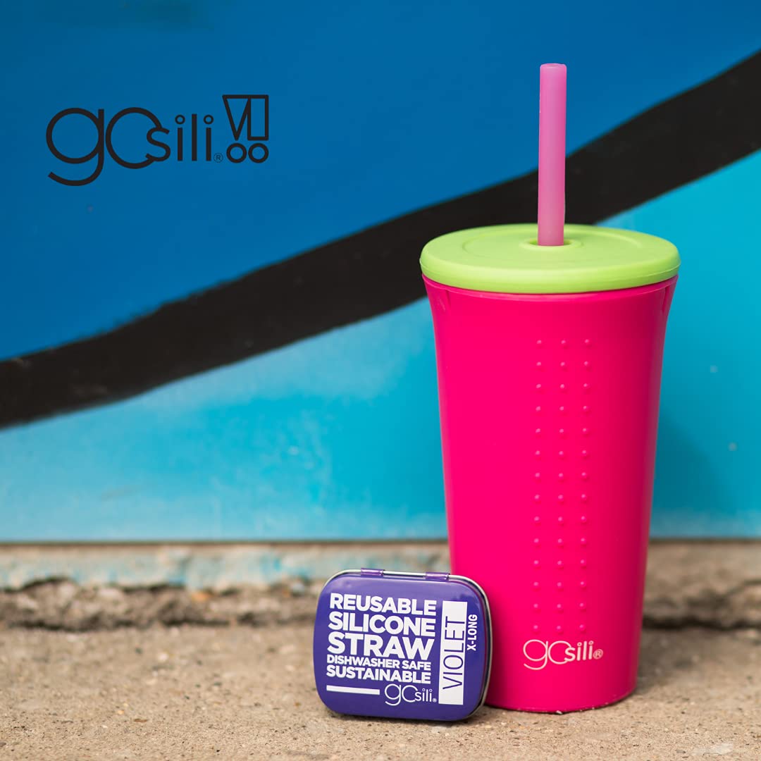 Eco-Friendly Reusable Silicone Straw Tumbler - 16oz BPA-Free, Dishwasher Safe Water Bottle for Travel, Gym & Office - Watermelon Color