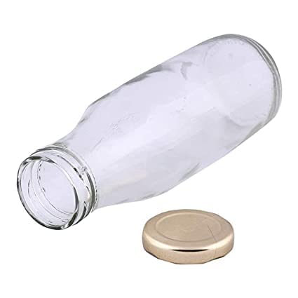 Glass Guru 500ml Airtight Glass Bottles for Milk, Juice & Shakes - Set of 4 Transparent Storage Containers | Perfect for Smoothies, Meal Prep & Refrigerator Organization