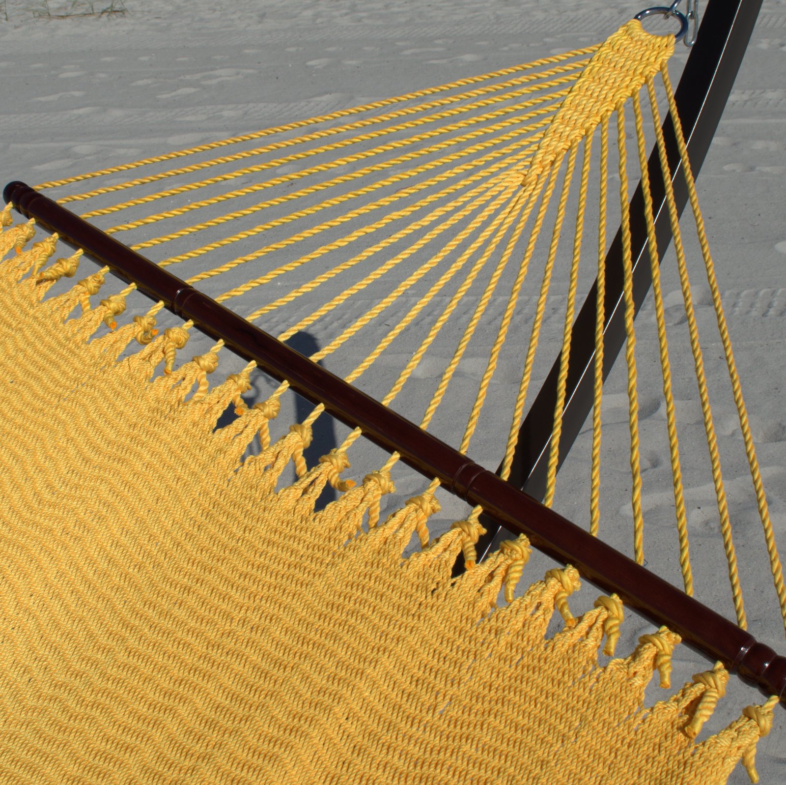 Double Caribbean Hammock - Soft-Spun Polyester for Ultimate Comfort - 48 Inch Yellow Outdoor Hammock - Perfect for Backyard, Beach, and Camping Relaxation