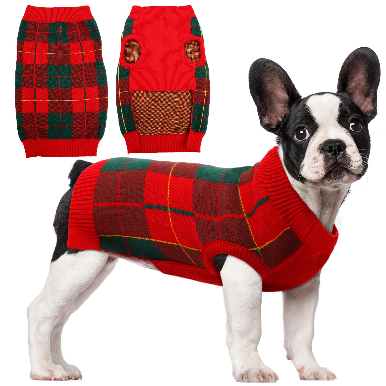QBLEEV Medium Dog Sweaters for Small Dogs - Warm Winter Knit Pullover Vest for Puppies | Soft Thick Fall & Christmas Pet Clothing | Cozy Dog Sweatshirt for Male & Female Dogs - Perfect for Holiday Photos, Winter Walks & Indoor Comfort