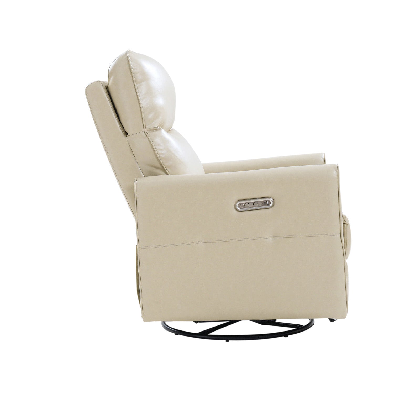 Modern Faux Leather Power Swivel Recliner Chair with USB Charging & Adjustable LED Reading Lamp - Perfect for Home Theater, Living Room & Office Relaxation