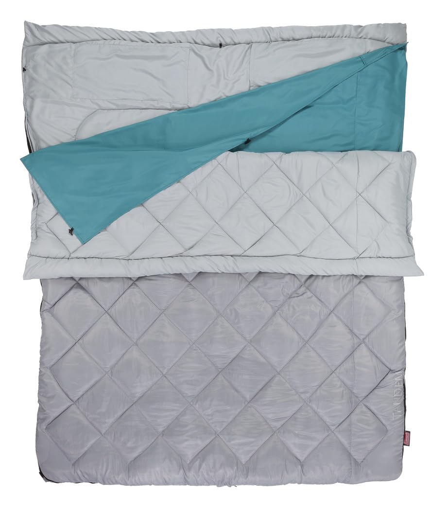 **Coleman 45°F Double Sleeping Bag - Queen Size XL for Big & Tall, 2-in-1 Separable Sleeping Bags, 3-Layer Comfort with Snag-Free Zipper & Stuff Sack, Machine Washable - Perfect for Camping, Backpacking & Outdoor Adventures**