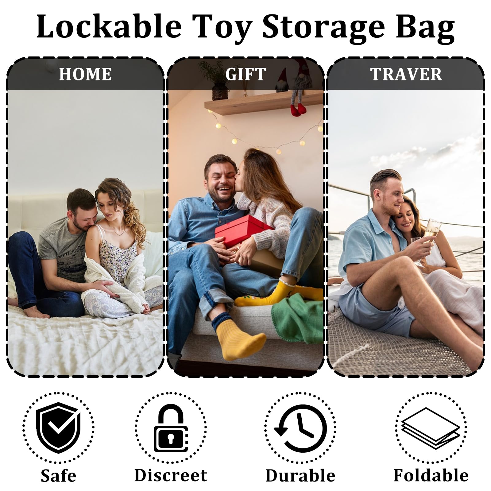 Discreet Lockable Adult Toy Storage Organizer Bag - 15.8x11.8x8.3 Inch Travel Case with Metal Lock for Sex Toys & Accessories - Perfect for Couples, Home Organization & Discreet Travel Storage