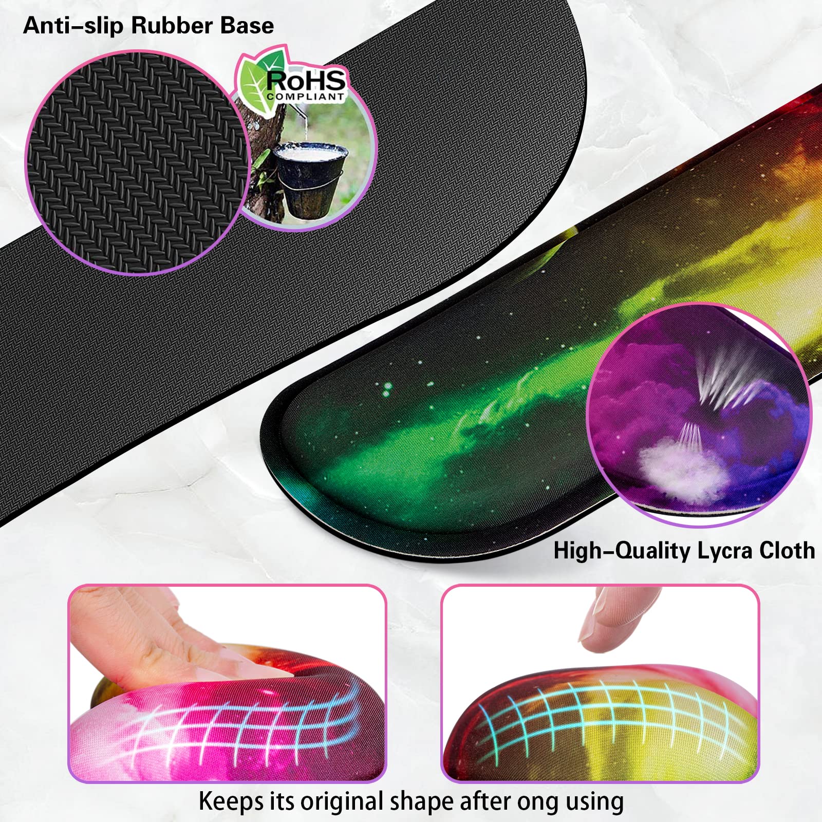 Canjoy 4-in-1 XXL Gaming Mouse Pad Set (35.4×15.7 in) - Extended Non-Slip Desk Mat with Memory Foam Wrist Rest & Coaster for PC, Laptop, Gaming Setup - Perfect for Home Office, Workstation & Esports