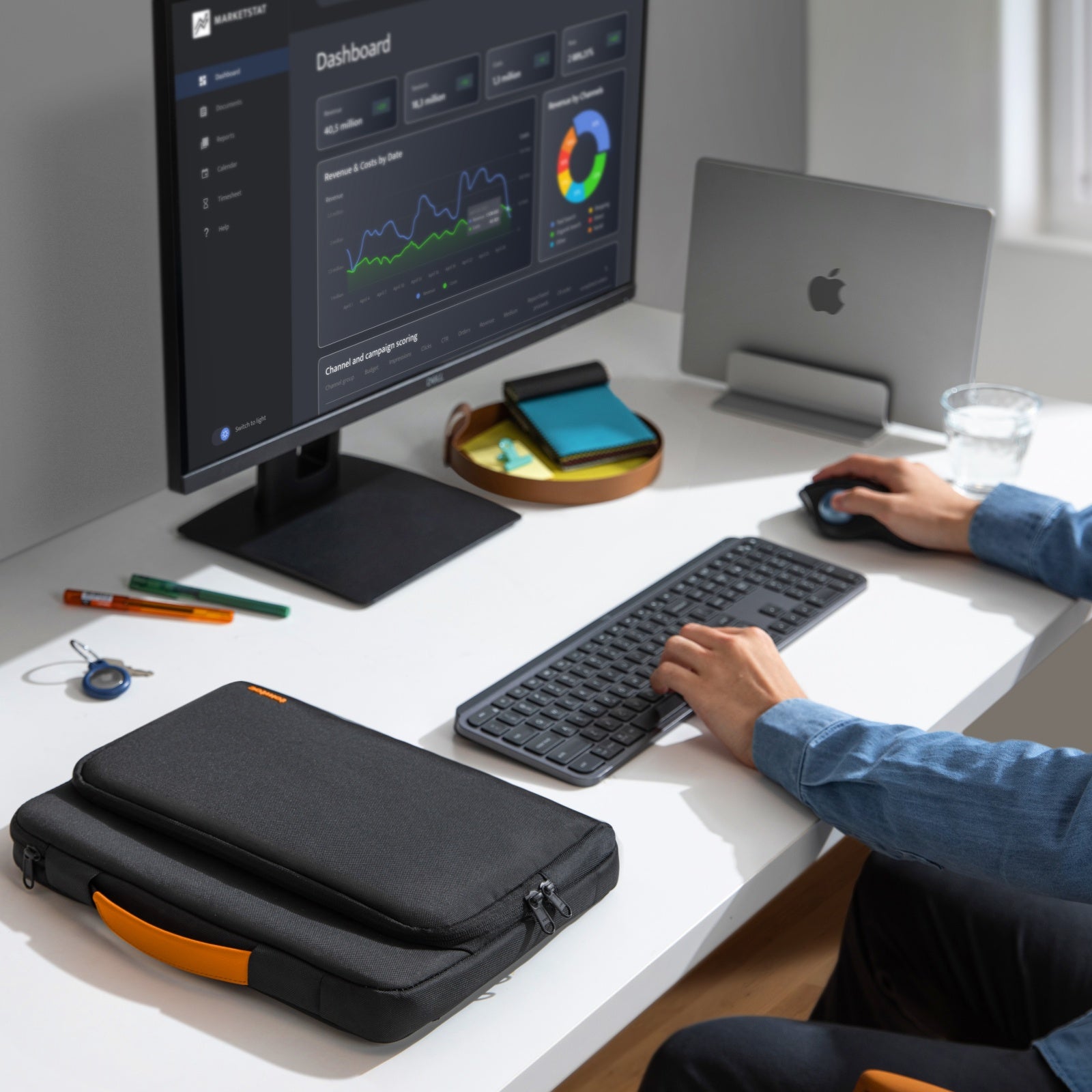 Defender A14 Laptop Briefcase for 15 inch MacBook Air - Waterproof Business Laptop Bag with Padded Protection, Perfect for Office, Travel & Commuting