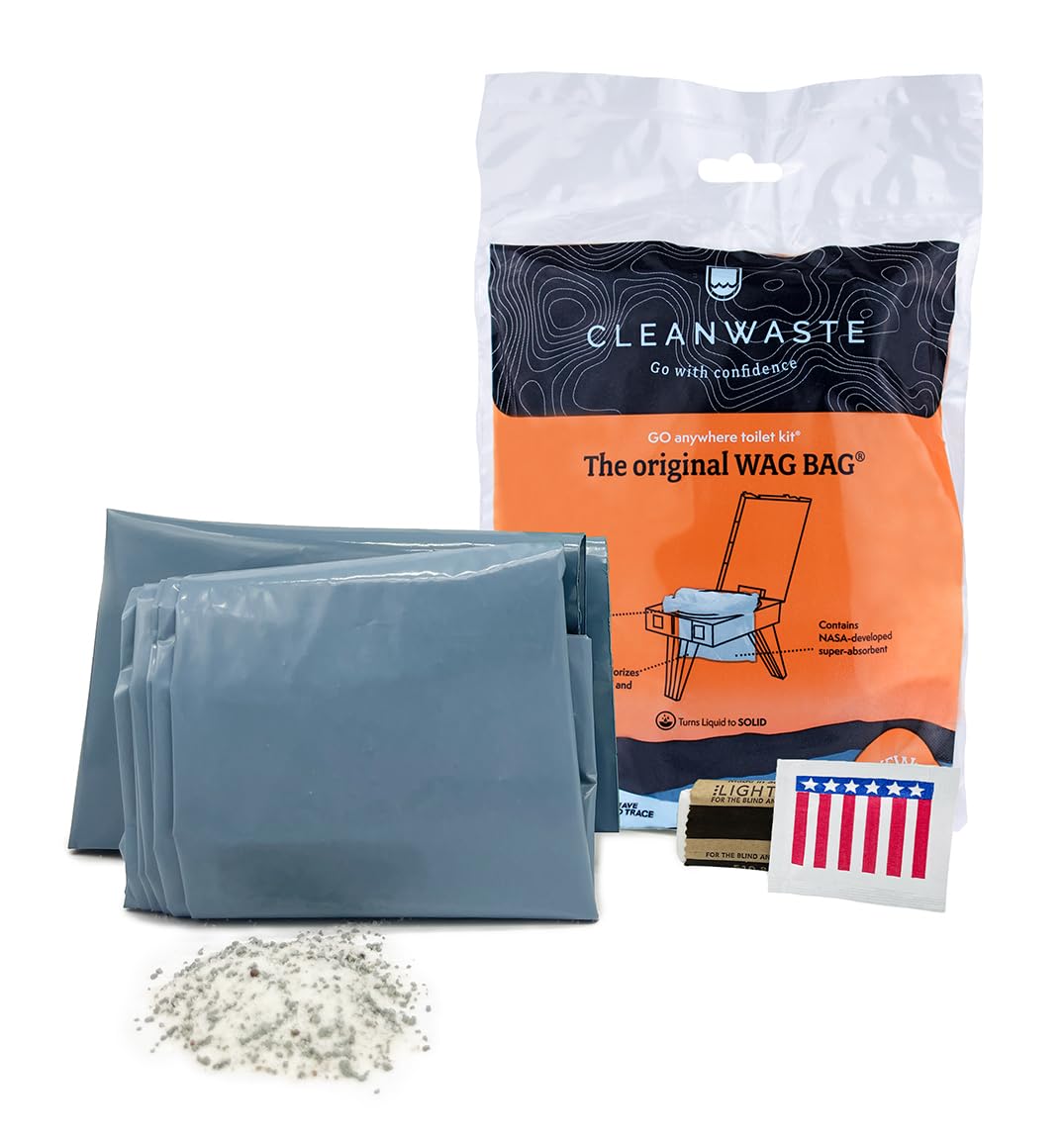 Cleanwaste WAG Portable Toilet Bags - 100 Pack | Disposable Travel Toilet Bags for Camping, Hiking, Road Trips & Emergency Preparedness