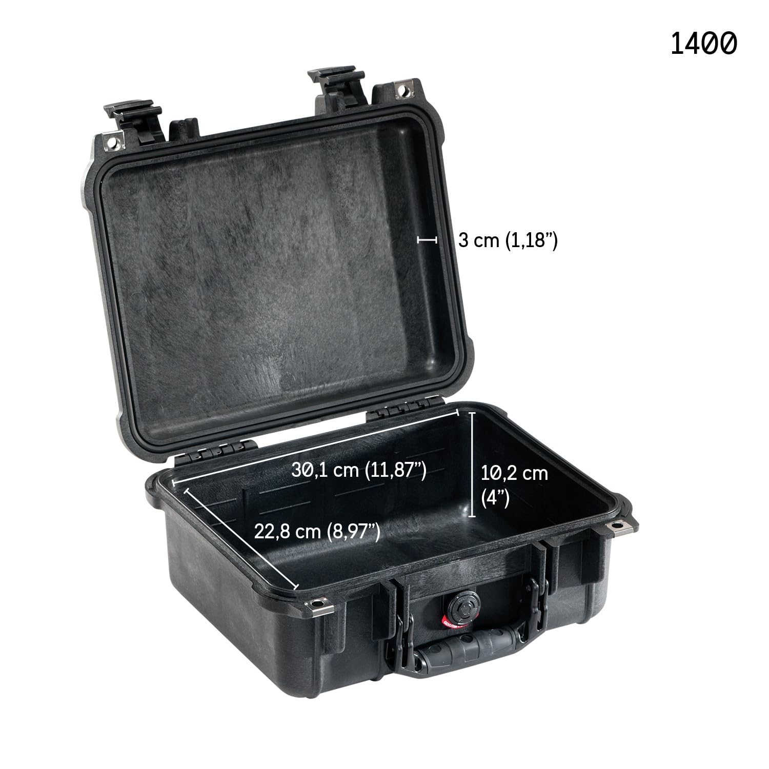 PELI 1400 Protective Case for Cameras, Drones & Electronics - IP67 Waterproof Dustproof Hard Case with Customizable Foam (9L Capacity) - Made in Germany - Perfect for Travel, Outdoor Adventures & Equipment Storage