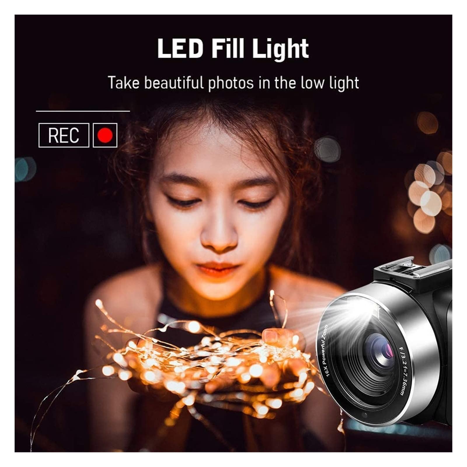 BODORME 4K 48MP Vlogging Camera with Touch Screen & Fill Light - Perfect for YouTube & Travel Vlogging