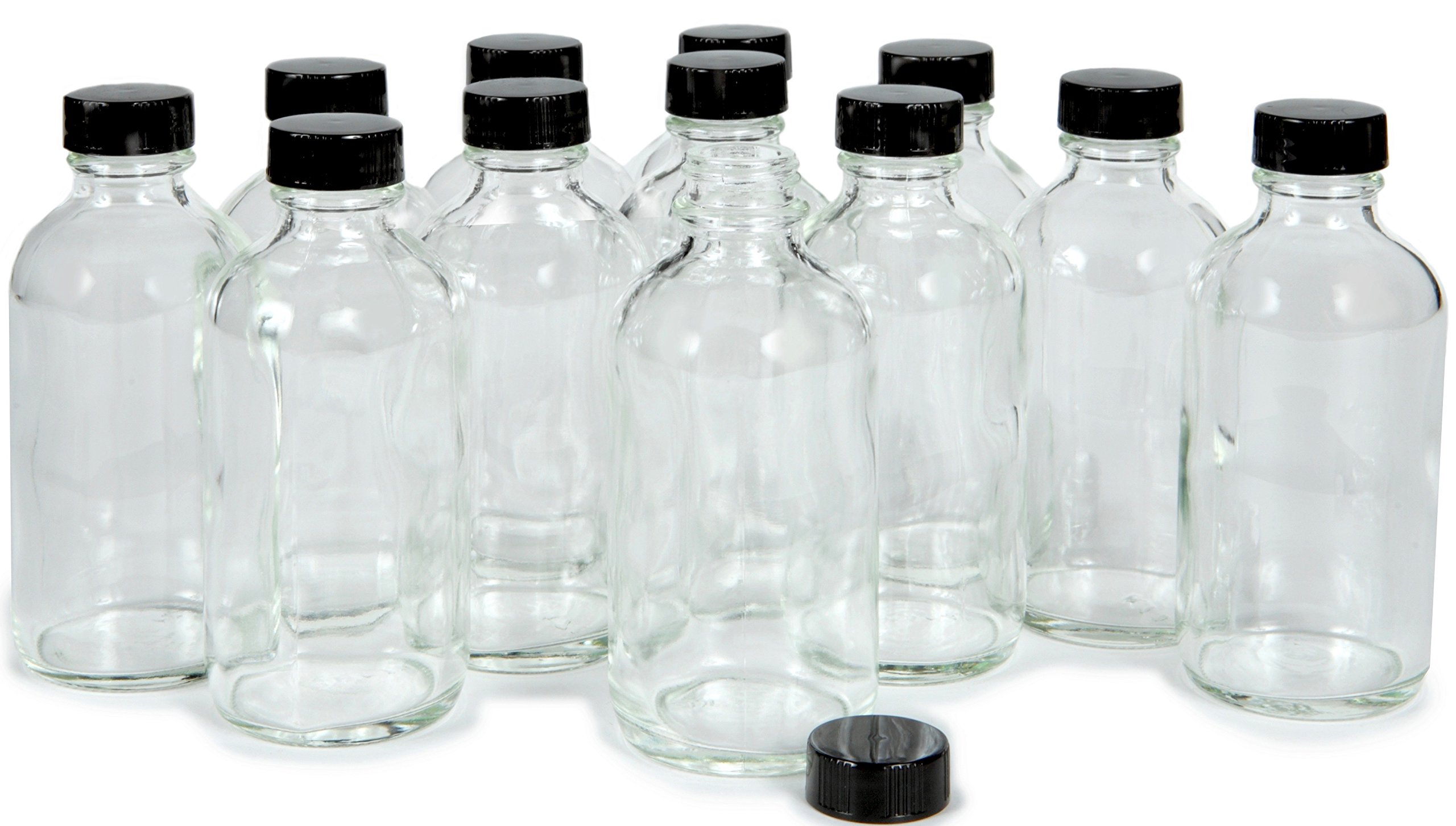 Vivaplex 12-Pack 4 oz Clear Glass Bottles with Lids - Perfect for Essential Oils, Spices, DIY Beauty & Craft Storage