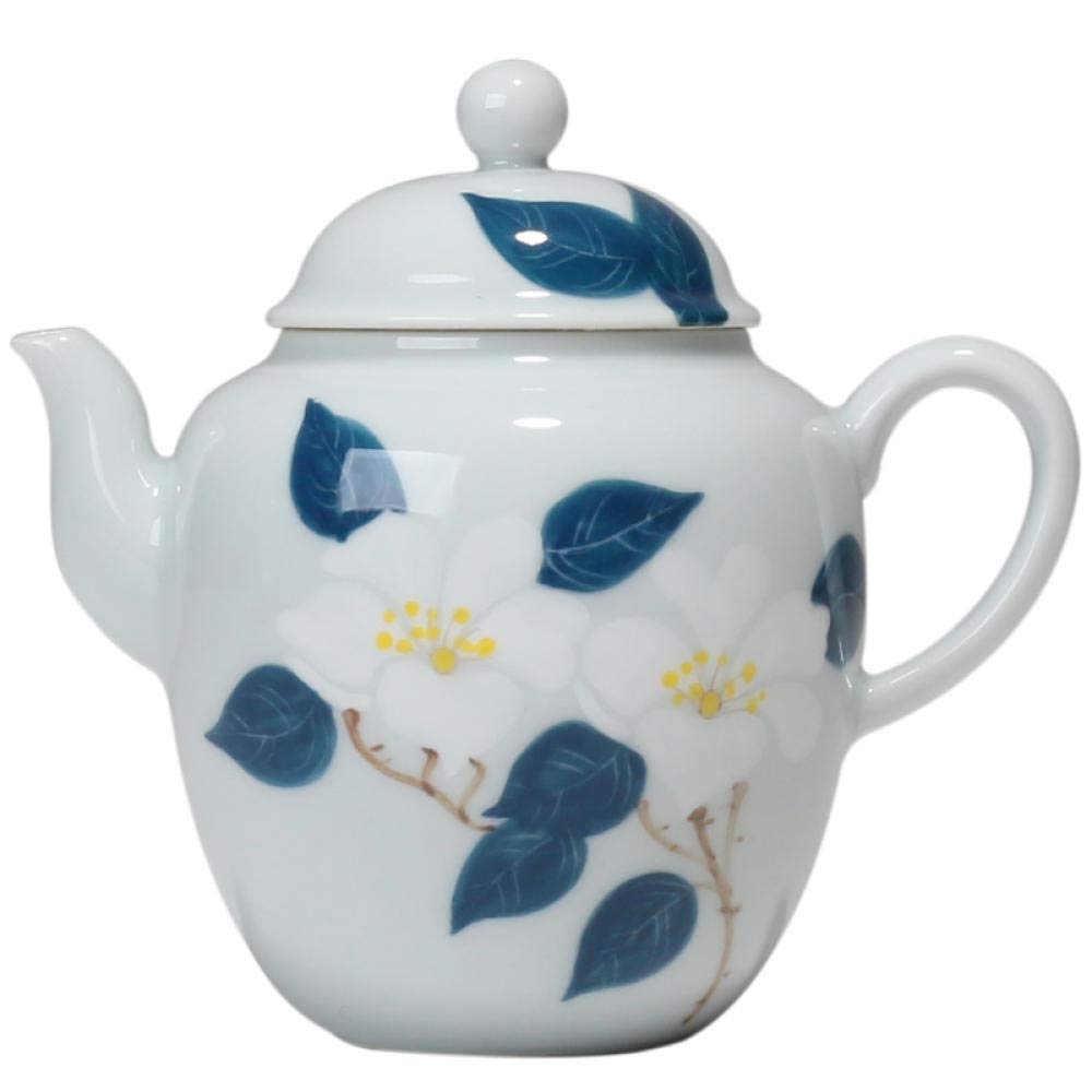 JHSHENGSHI 170ML Hand Painted Camellia Porcelain Teapot - Handmade Ceramic Kung Fu Tea Set for Tea Ceremony | Perfect for Chinese Tea Brewing, Home Decor & Gift Giving
